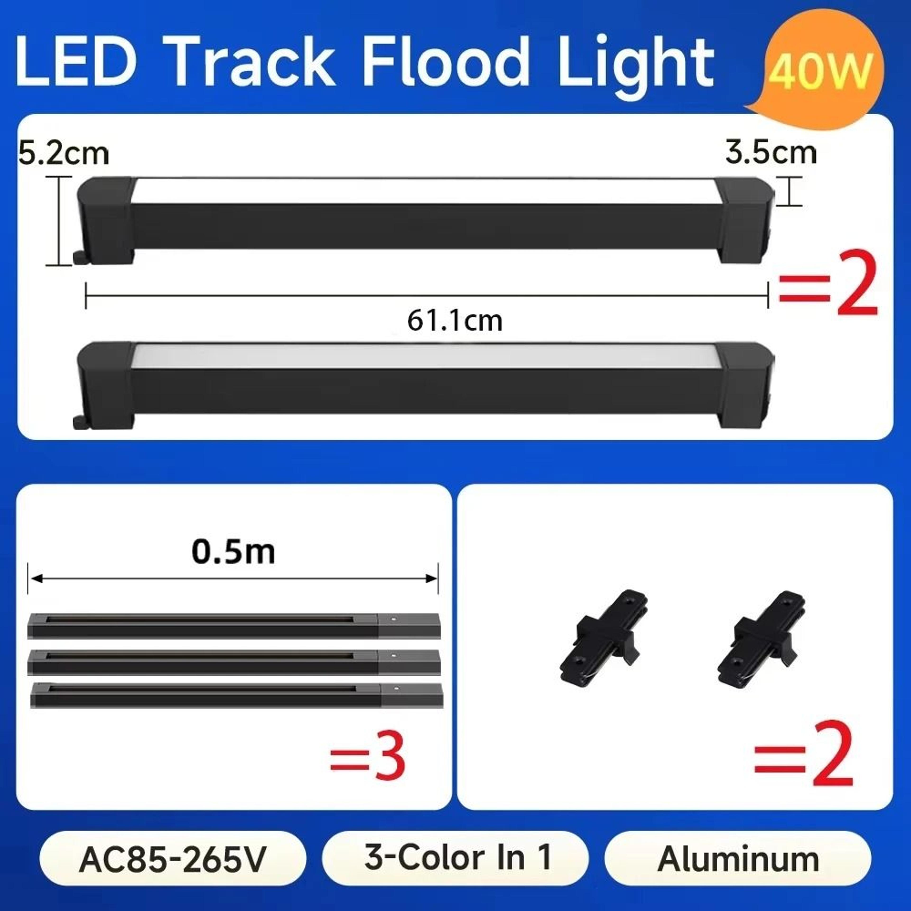 Modern Tricolor Linear Track Floodlight Fixture 18