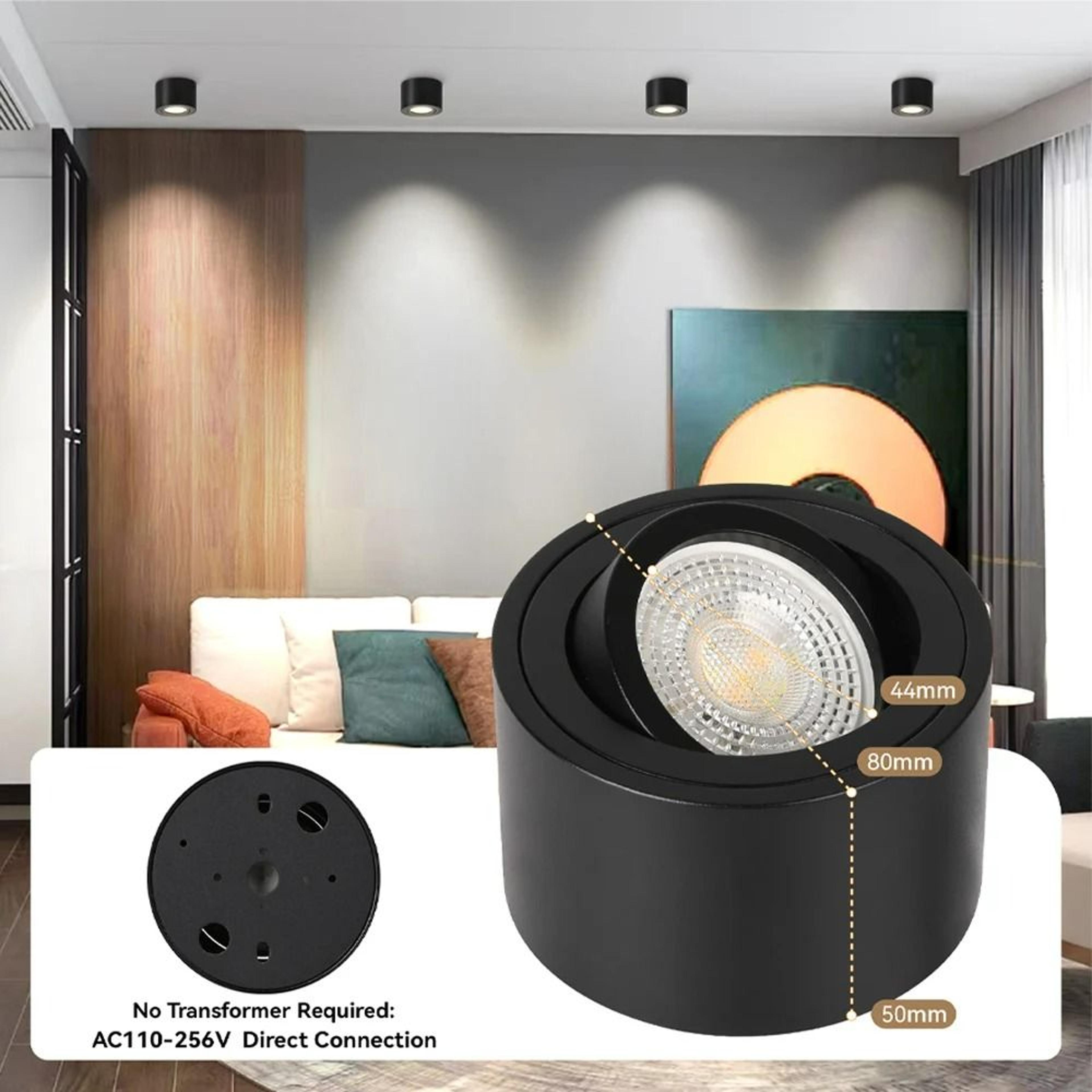 modern adjustable surface-mounted dimmable led ceiling spotlight