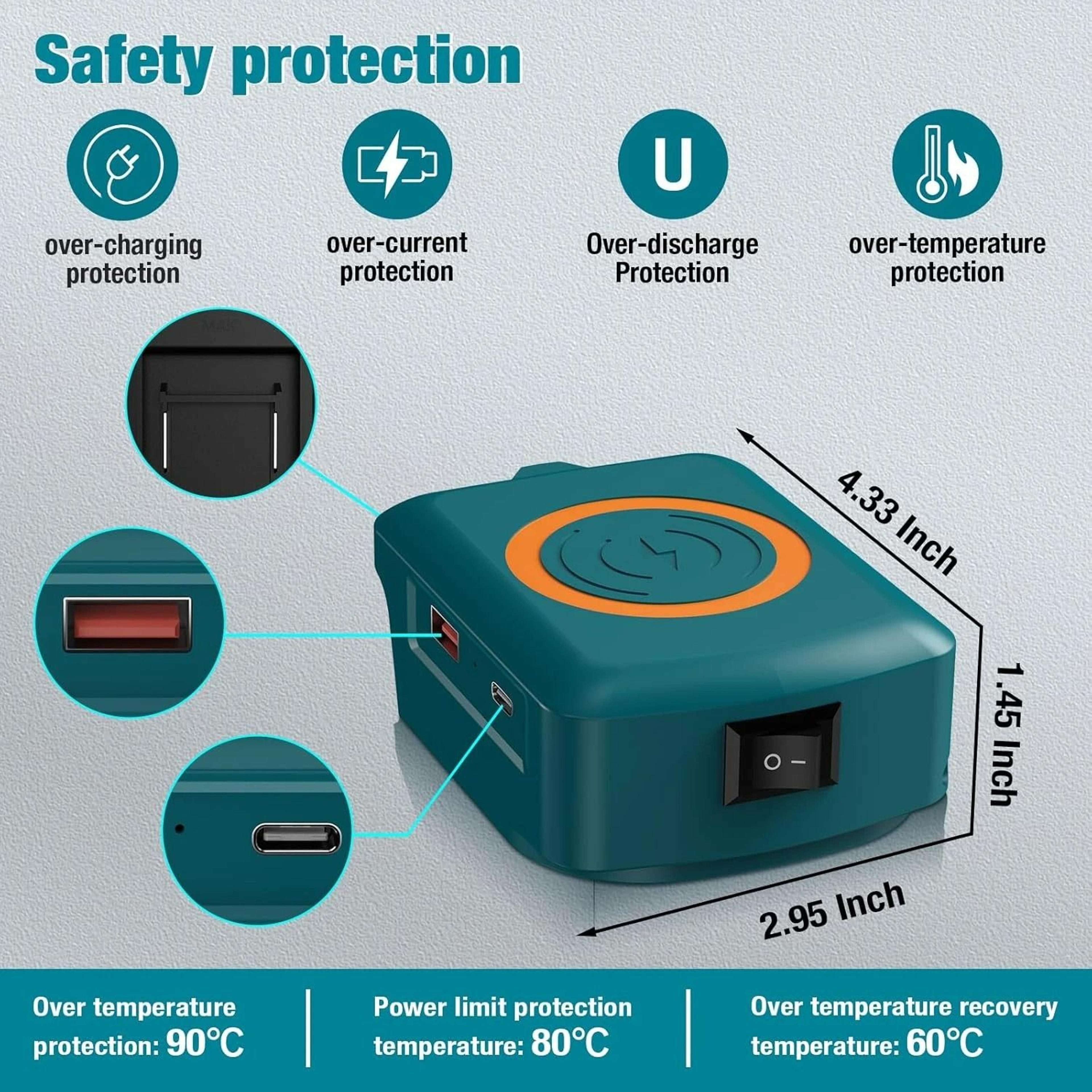 MultiPlatform Wireless Phone Charger  Power Bank Adapter For 18V20V Lithium Batteries 3