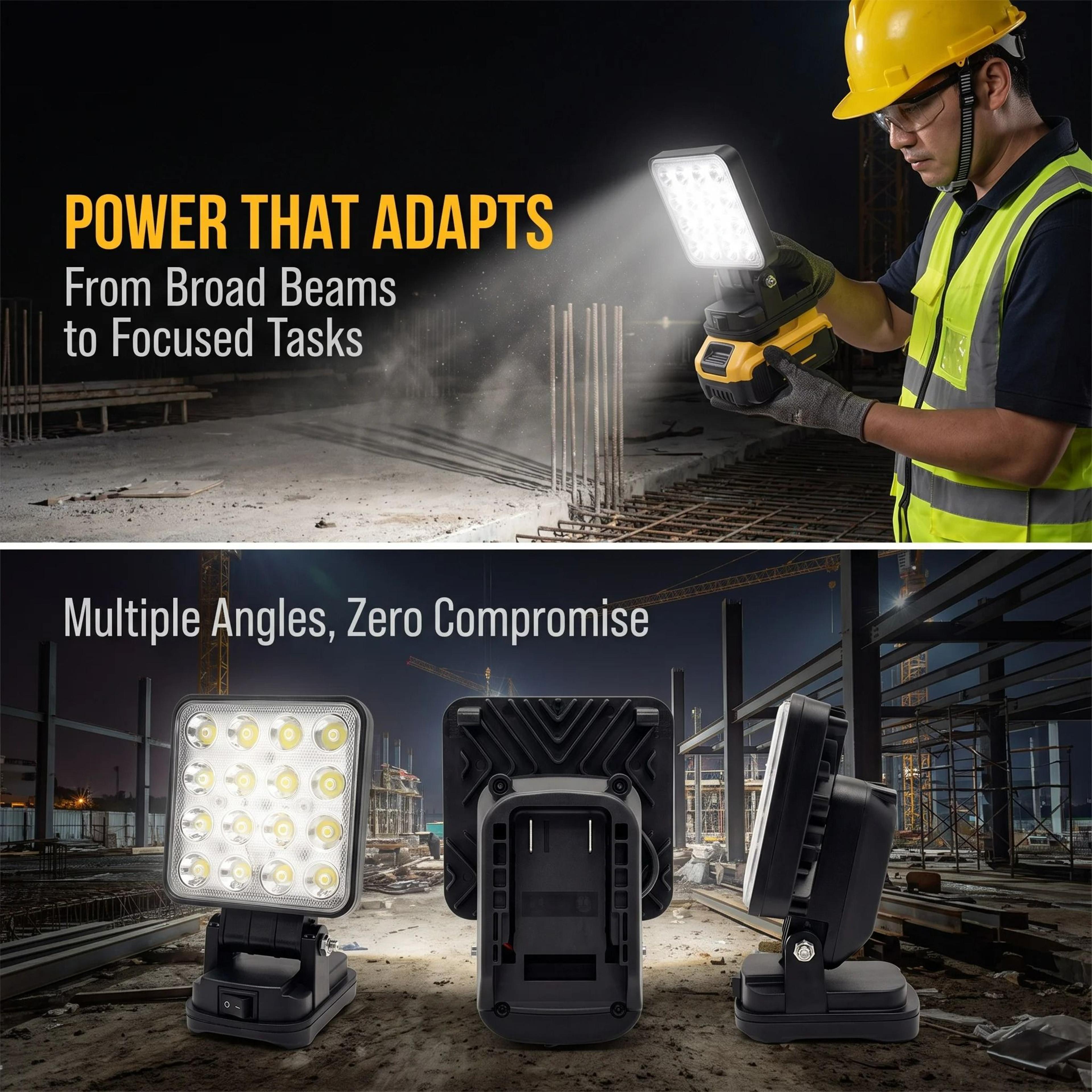 Cordless LED Work Light  Portable Emergency Flood Lamp For 20V Lithium Battery 4