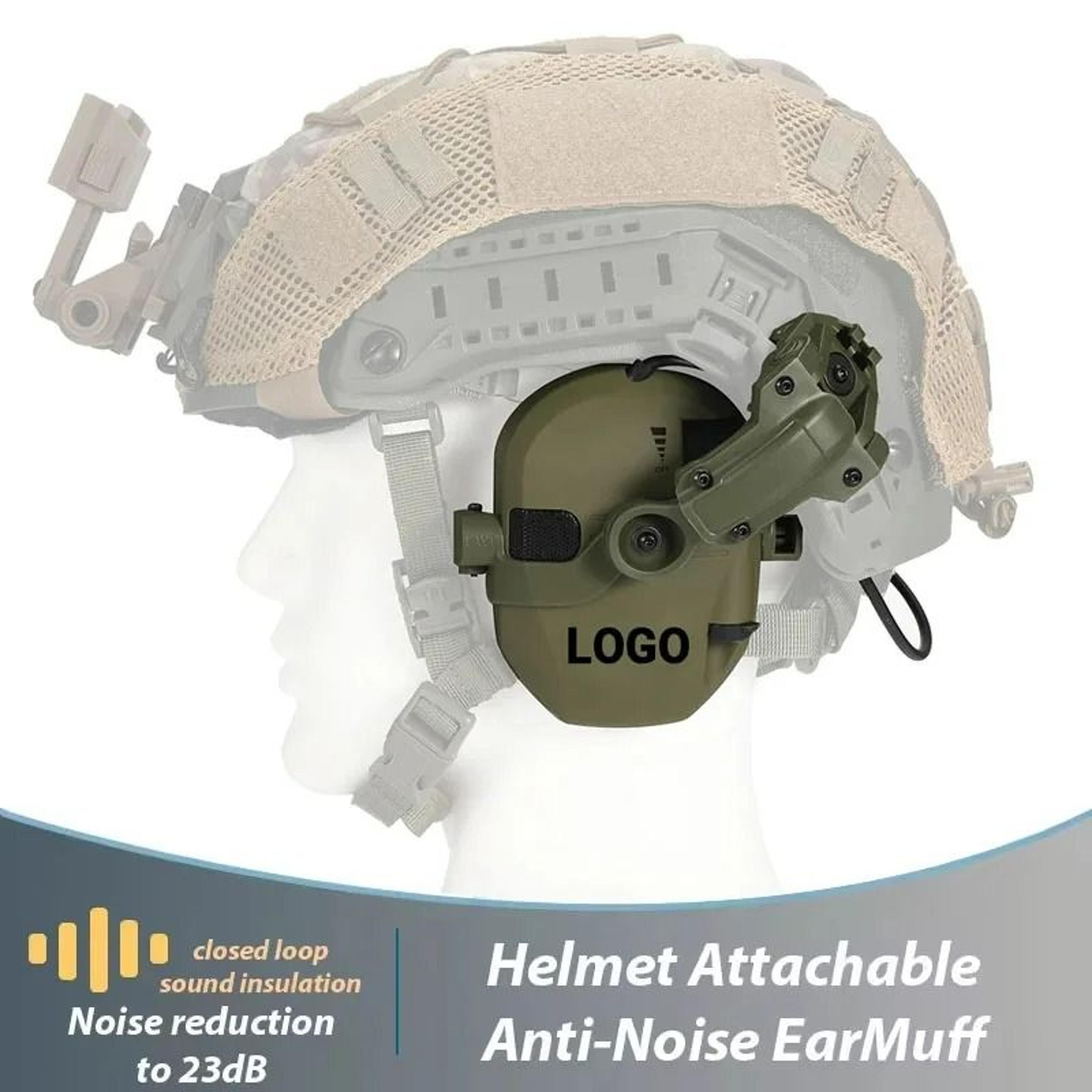 Active HelmetMounted Electronic Hearing Protection Headset  RailMounted Sound Amplification Earmuff 2