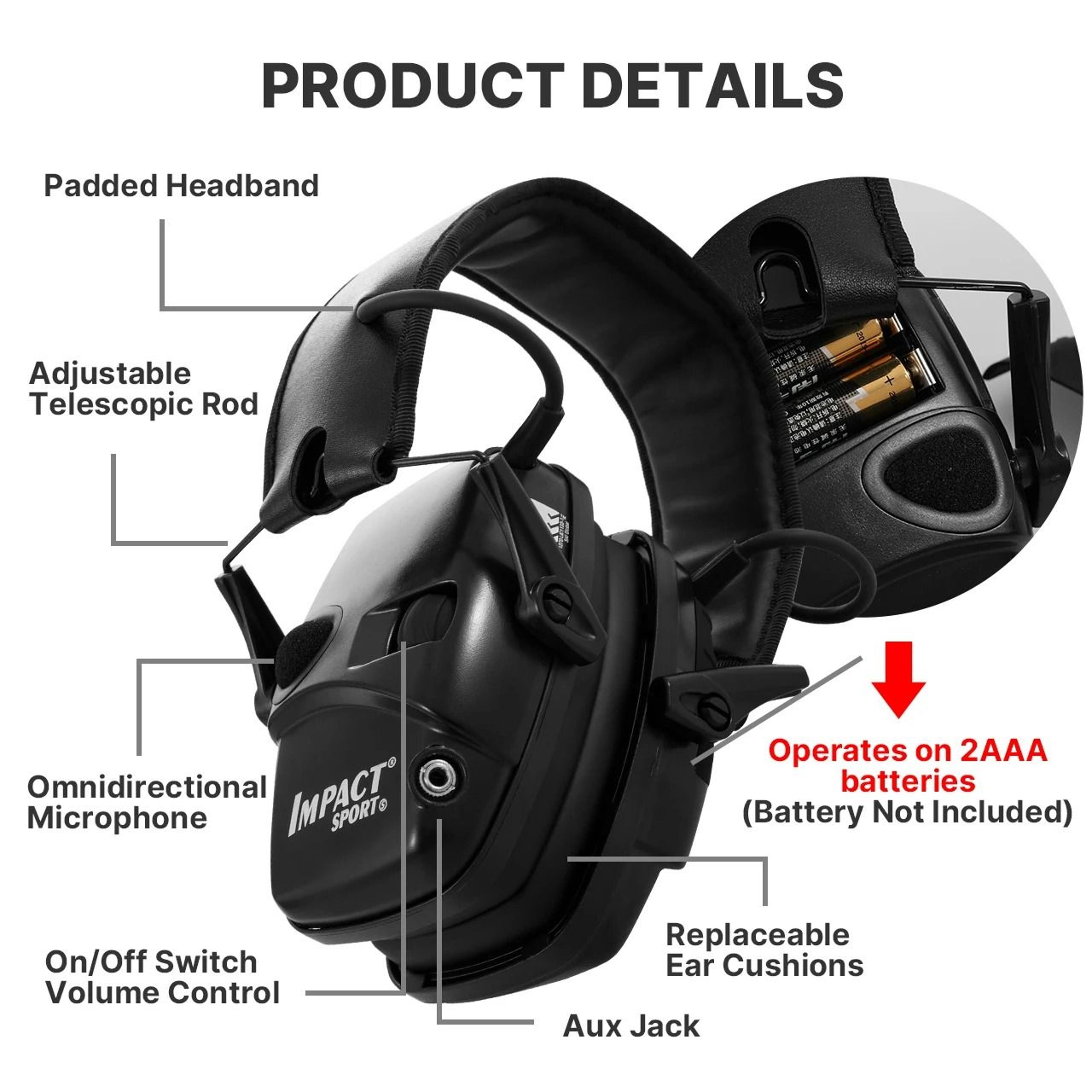 Foldable Electronic Shooting Hearing Protection Headset  Tactical Active NoiseReduction Earmuffs 3