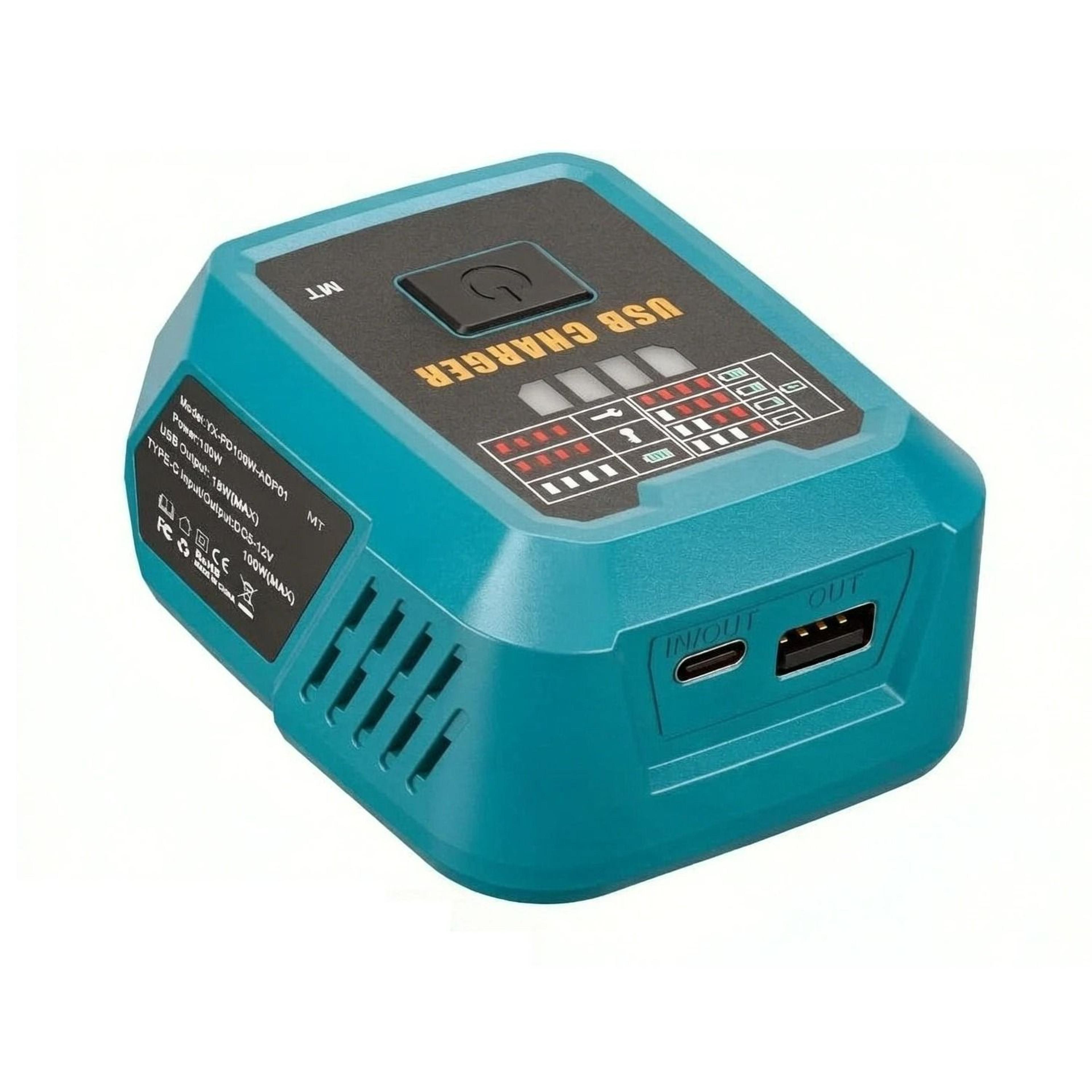 HighOutput 100W USBC Fast Charger  DualPort Power Source Adapter For 18V Lithium Batteries 6