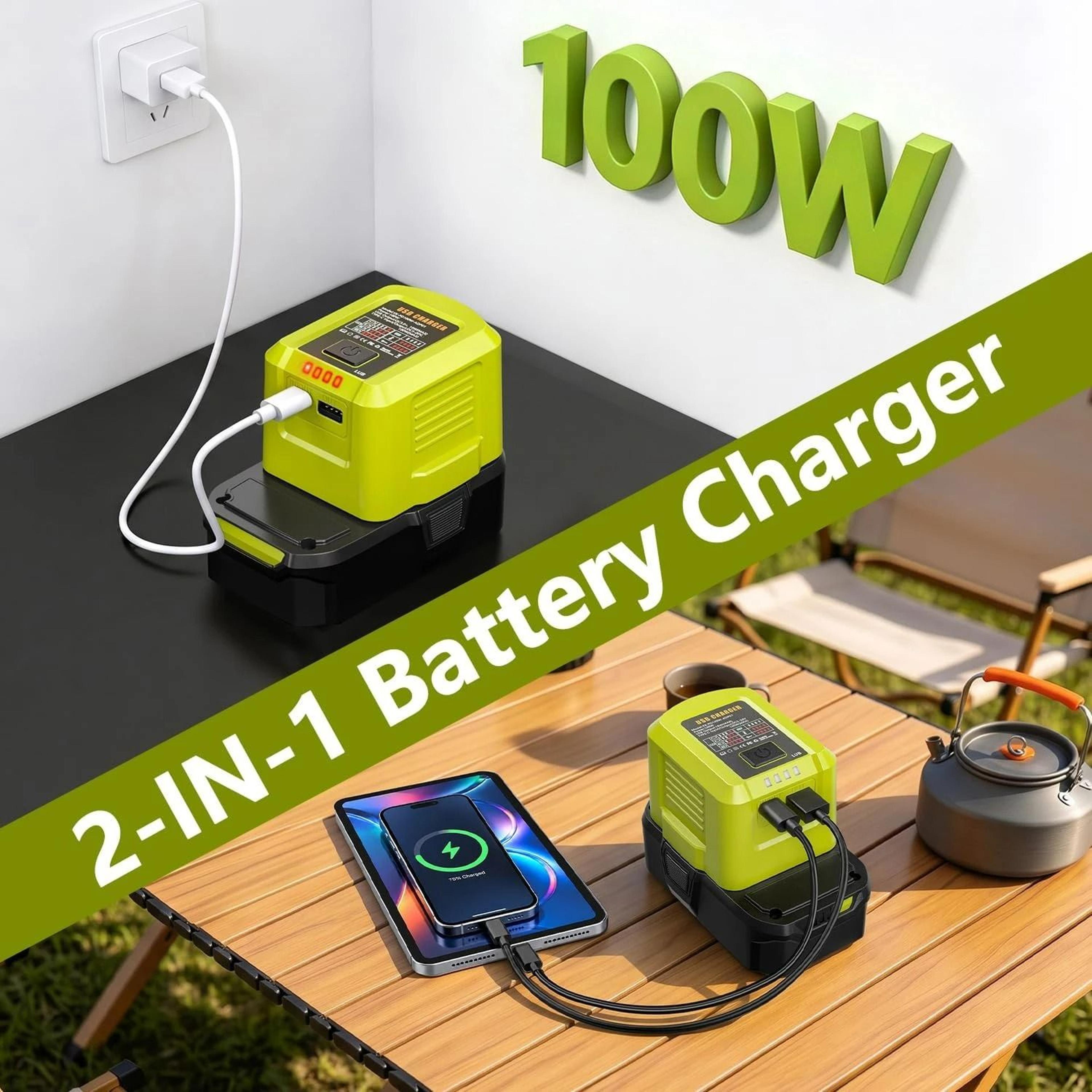 HighOutput 100W USBC Fast Charger  DualPort Power Hub Adapter For 18V Lithium Batteries 1