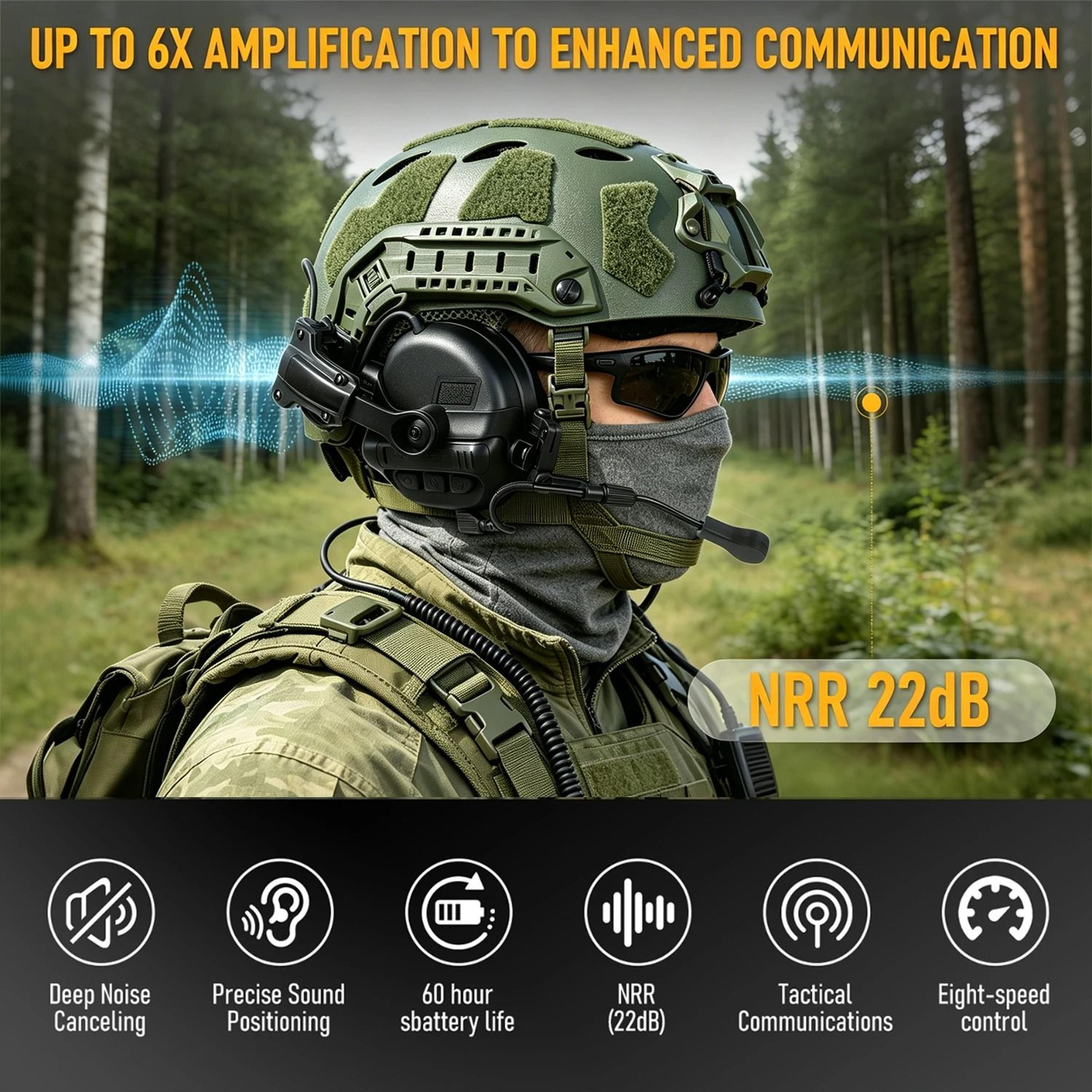 Tactical Active NoiseCancelling Electronic Shooting Earmuffs  HelmetCompatible Communication Headse 5