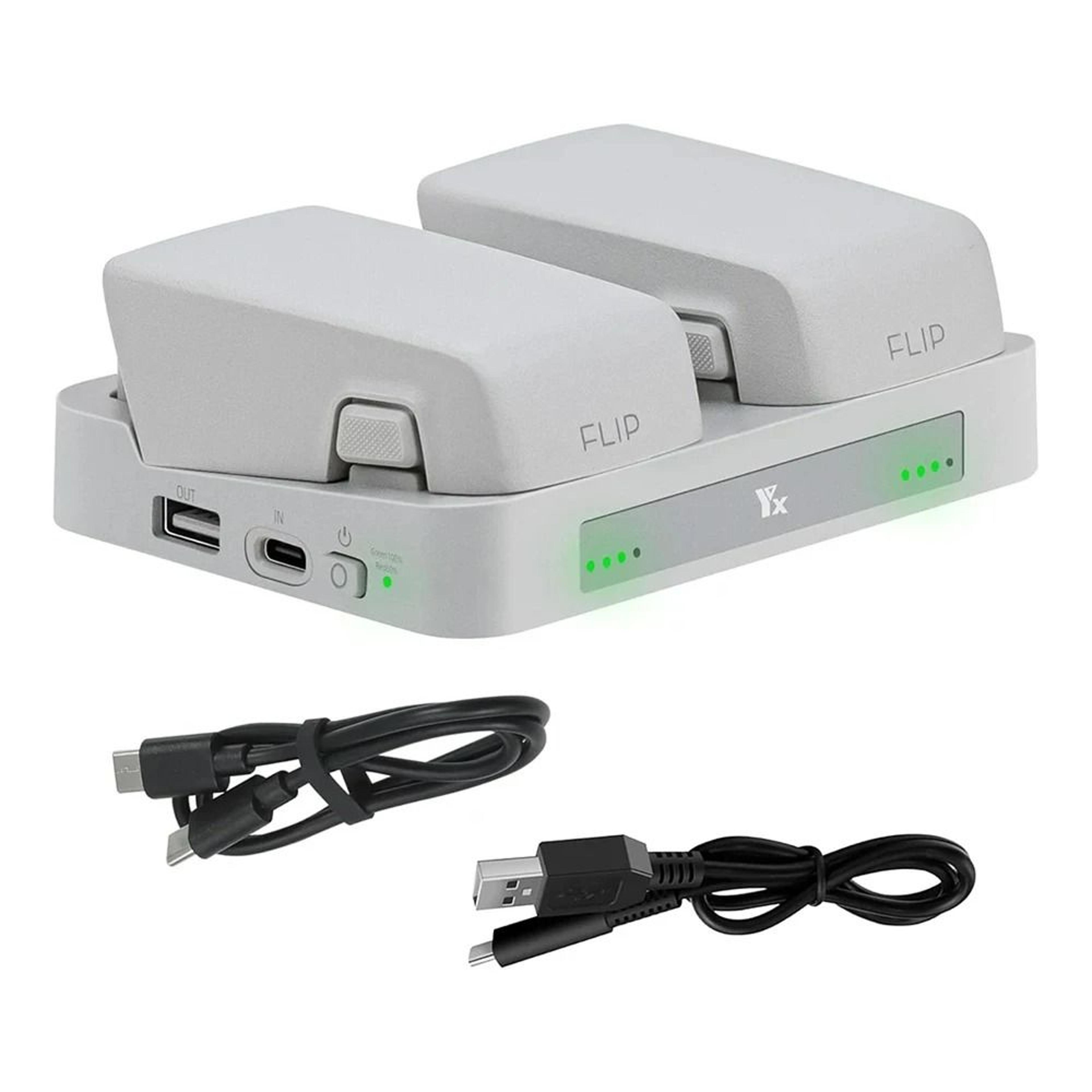 dual-slot fast battery charging hub & mobile power bank manager for compact folding drones
