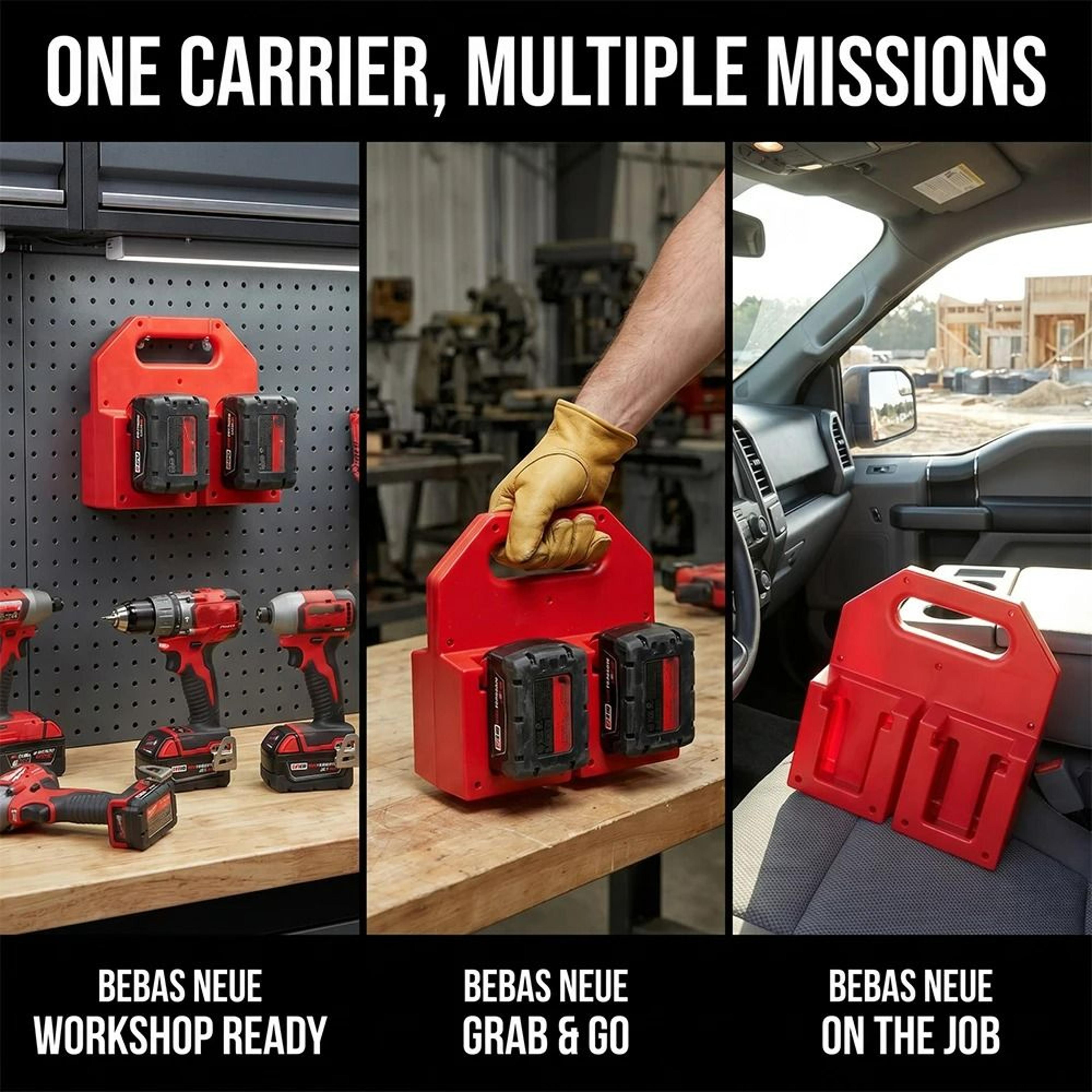 HeavyDuty Wall  Toolbox Battery Mount Dock Holders For 18V Lithium Power Tool Batteries 5