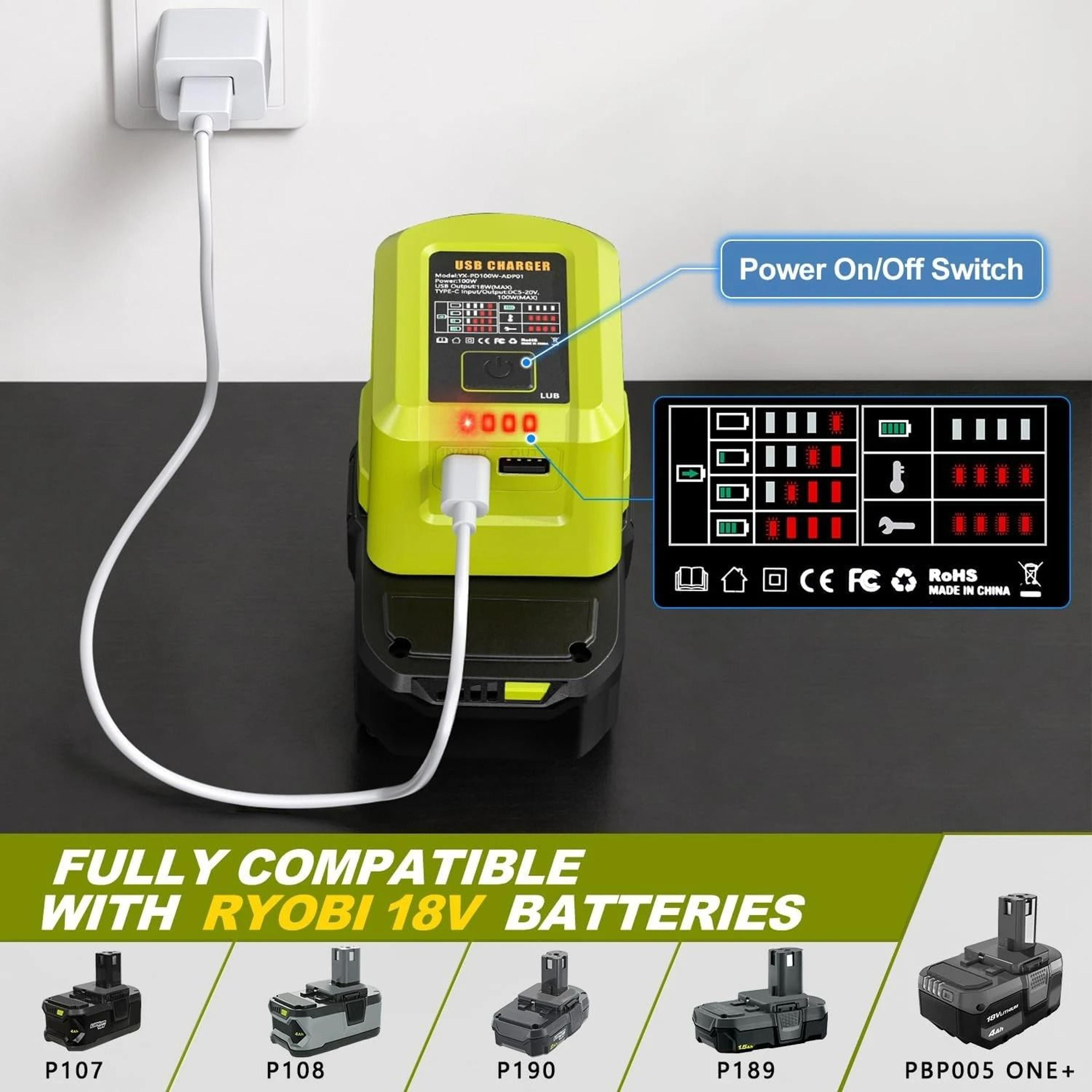 Upgraded 100W TwoWay Fast USBC Power Hub  Charger For 18V PodStyle Lithium Batteries 3