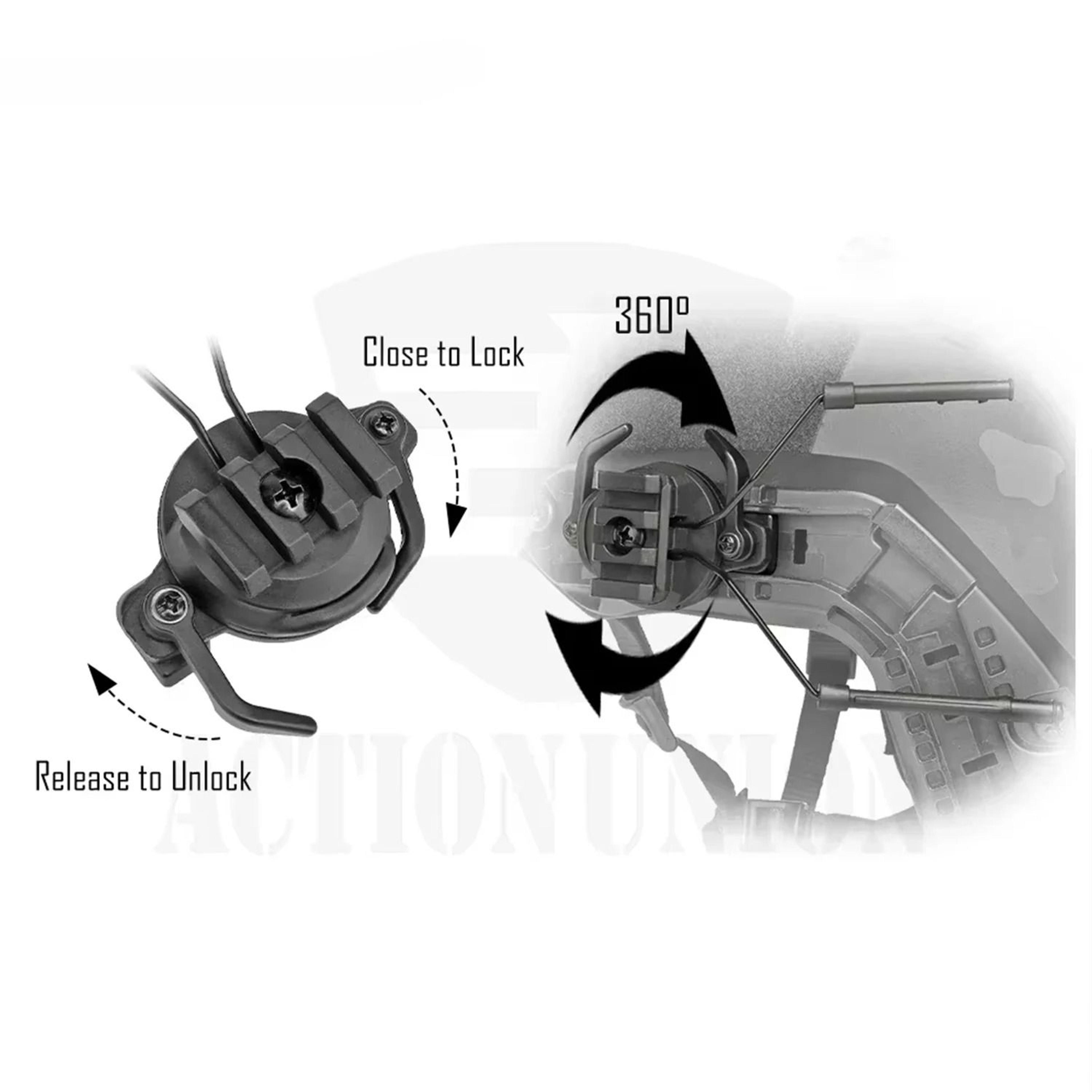 360Degree Rotating Tactical Helmet ARC Rail Headset Adapter Suspension Brackets 1