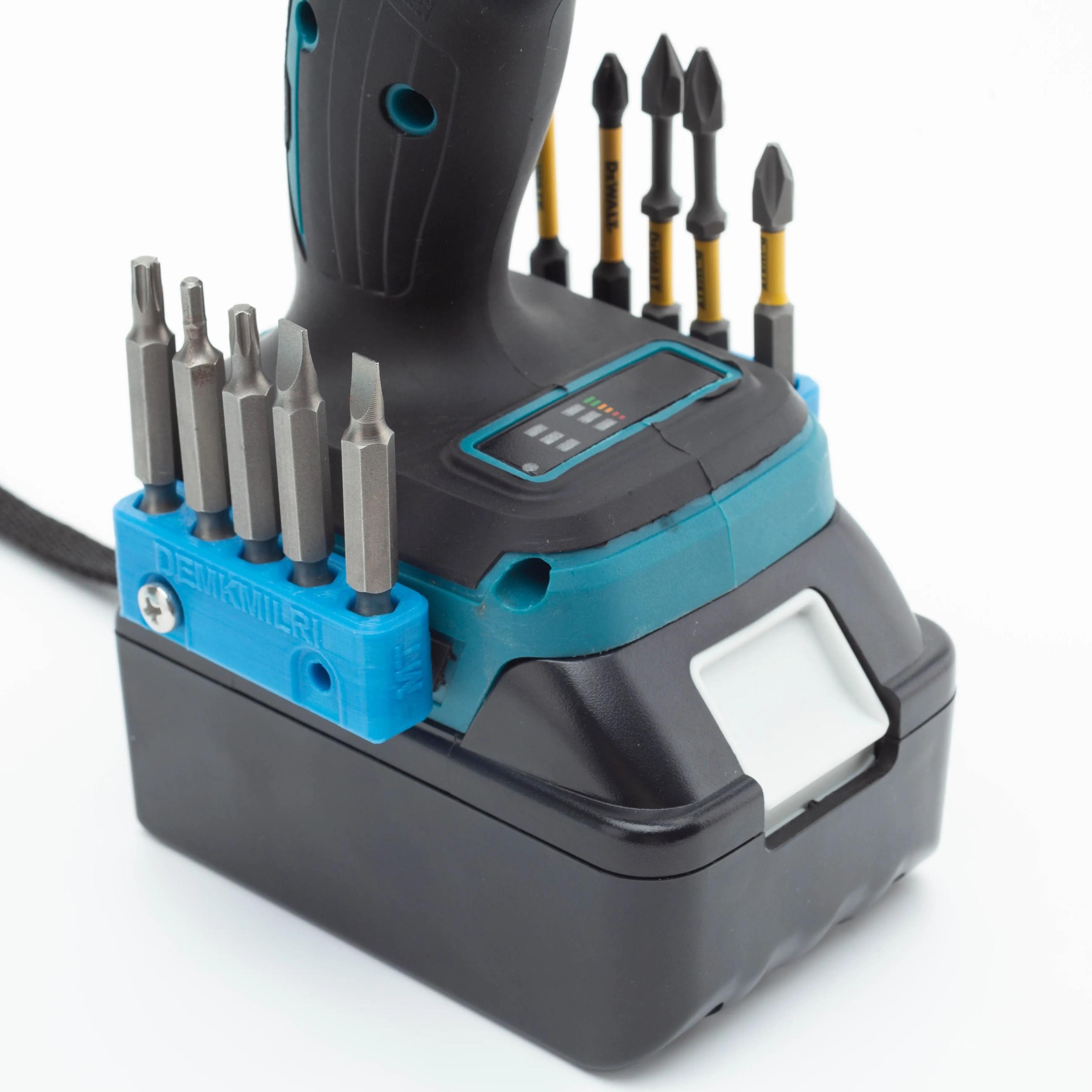 SideMount 5Slot Magnetic Cordless Drill  Impact Driver Bit Organizer With Mounting Screw 5
