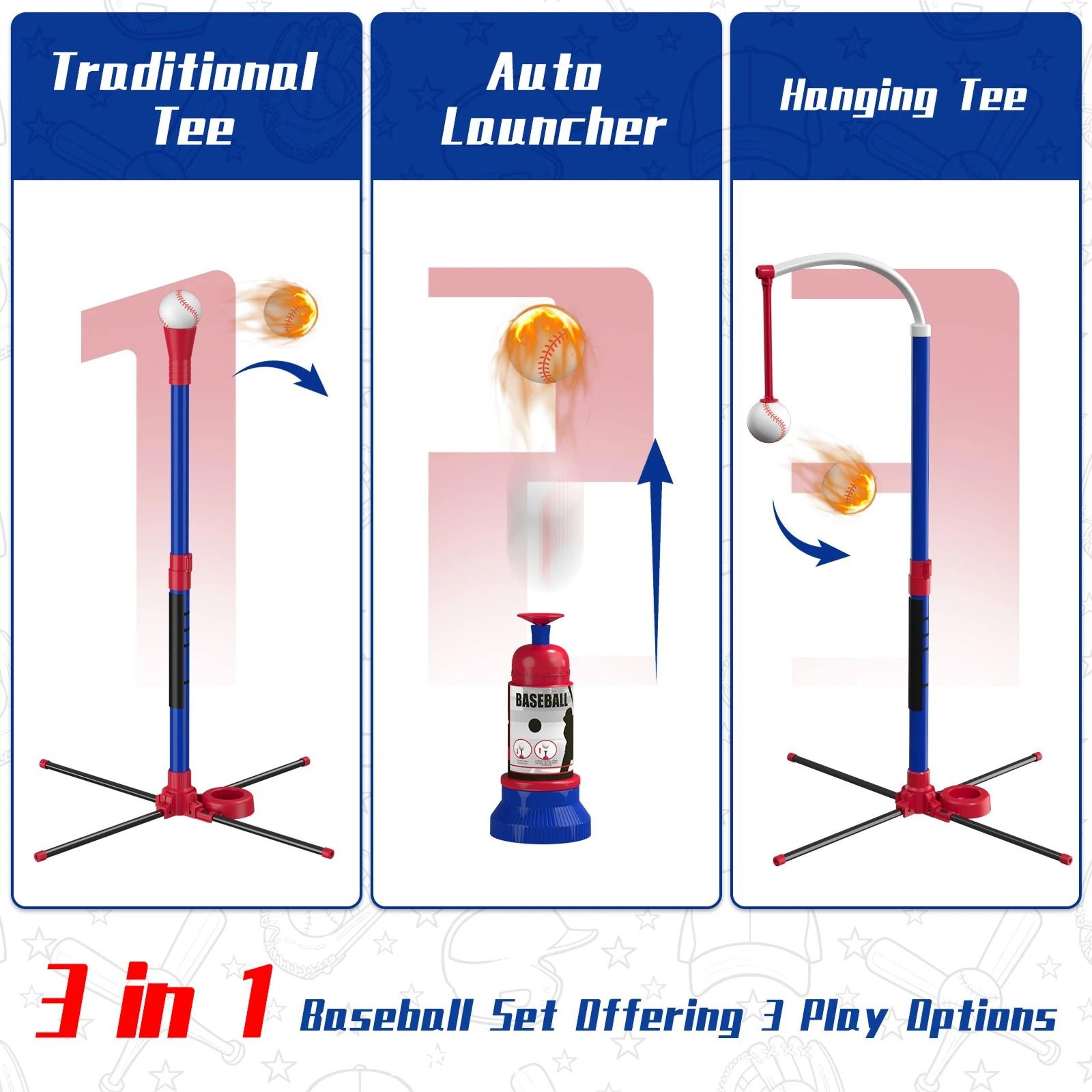 3in1 Kids Baseball TBall Set With Automatic Pitching Machine  Hanging Tee 6