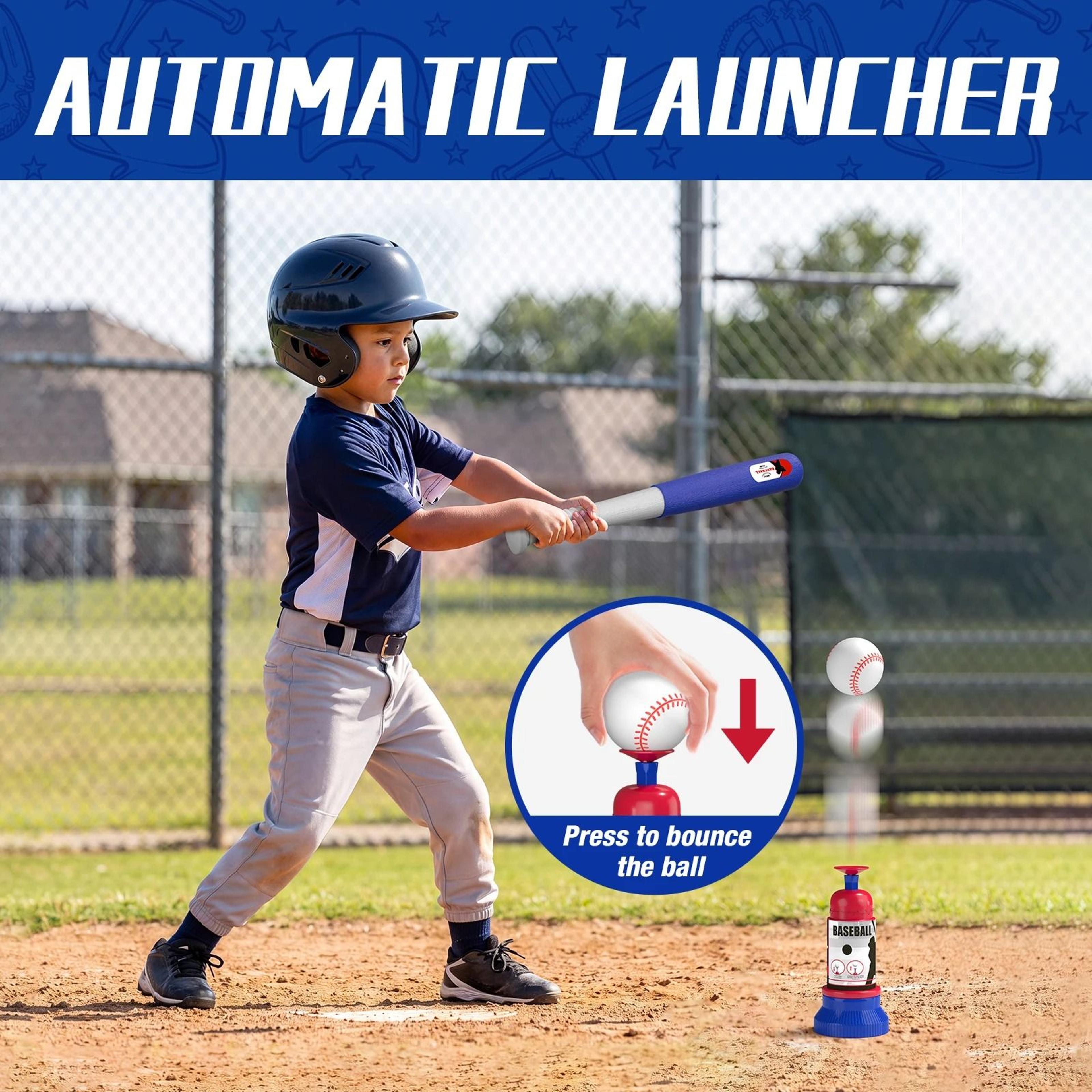3in1 Kids Baseball TBall Set With Automatic Pitching Machine  Hanging Tee 4