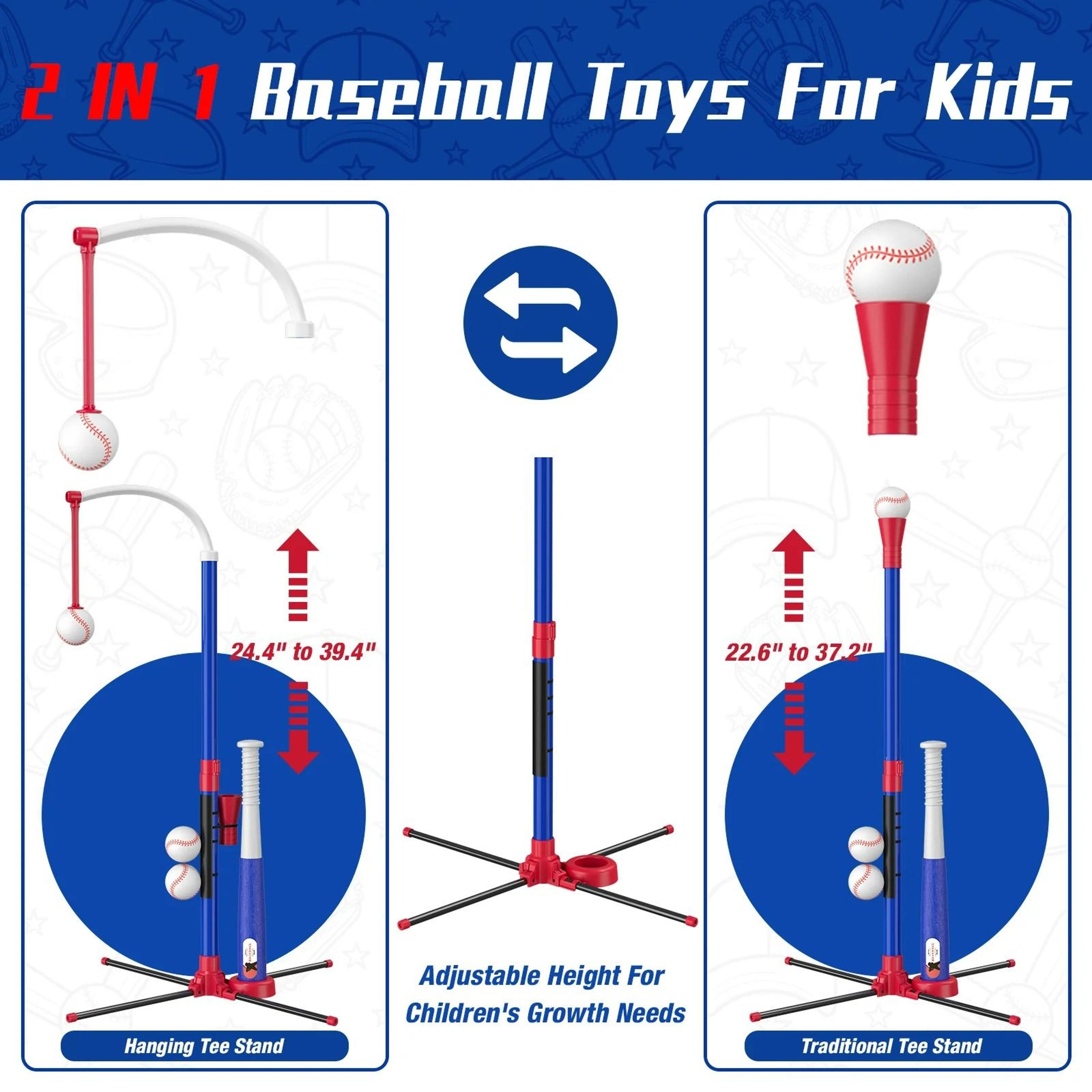 3in1 Kids Baseball TBall Set With Automatic Pitching Machine  Hanging Tee 5