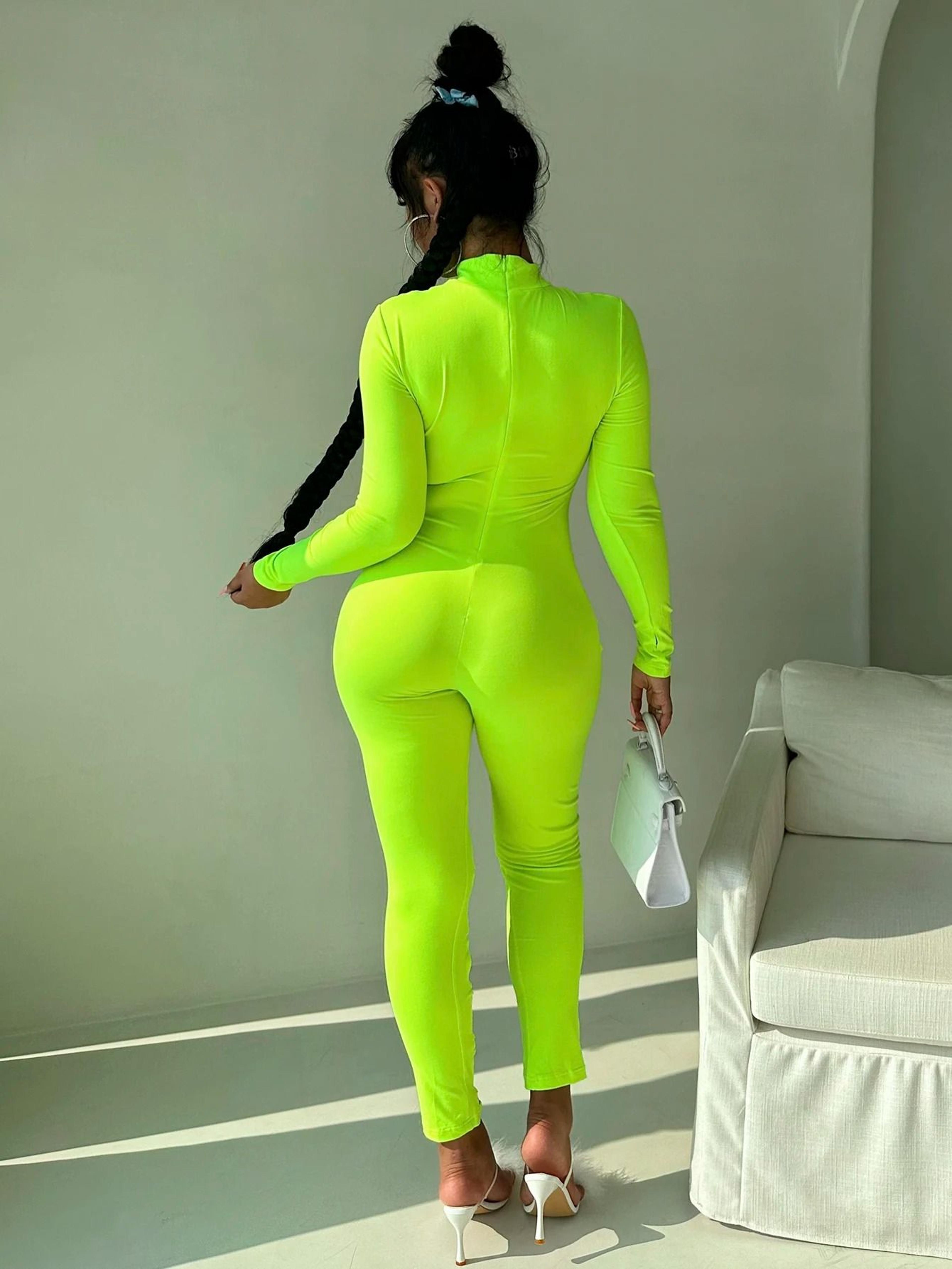 Womens LongSleeve StandUp Collar OnePiece Bodysuit  Fitness Jumpsuit 7