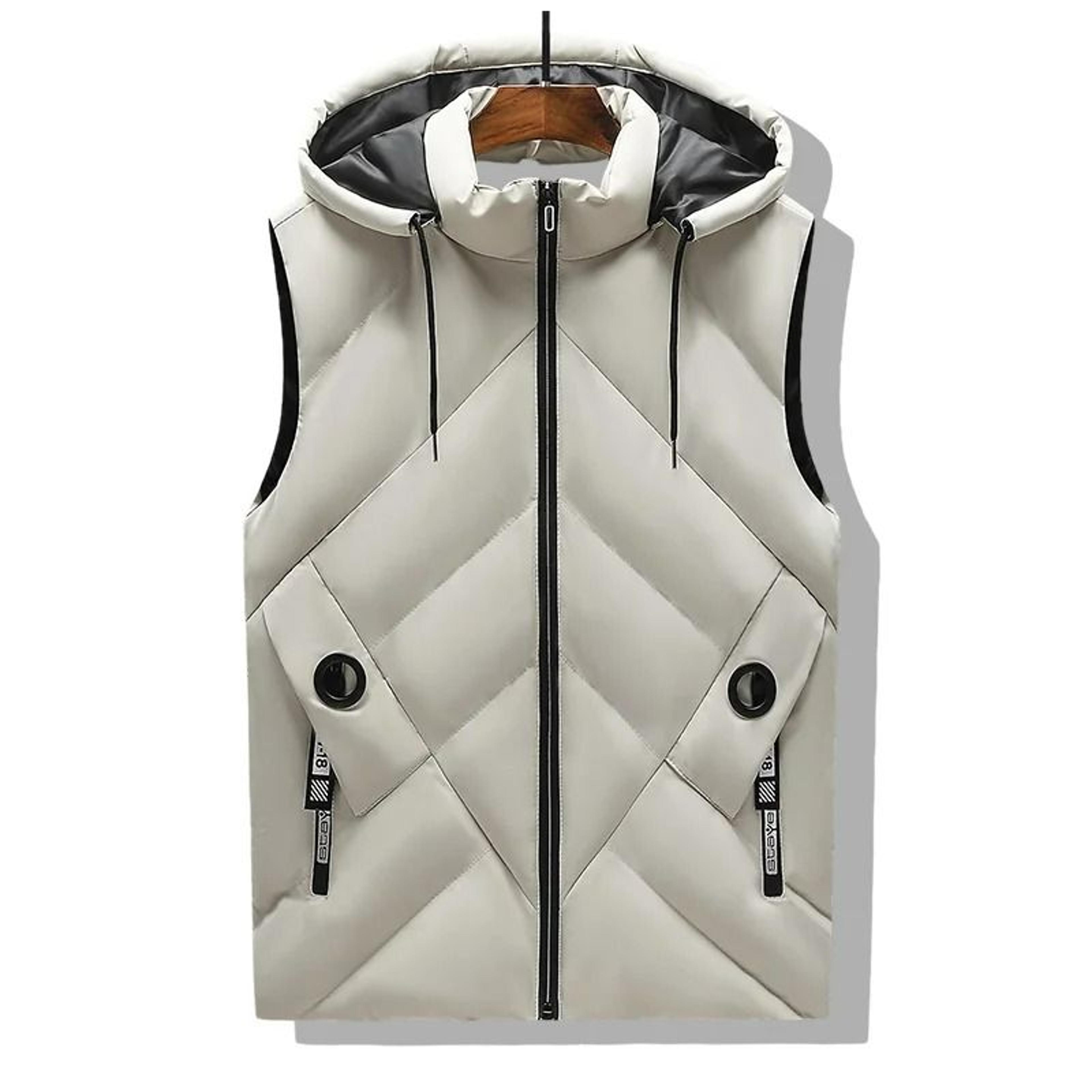 Mens Winter Puffer Vest With Detachable Hood  Thick Quilted Padding 6