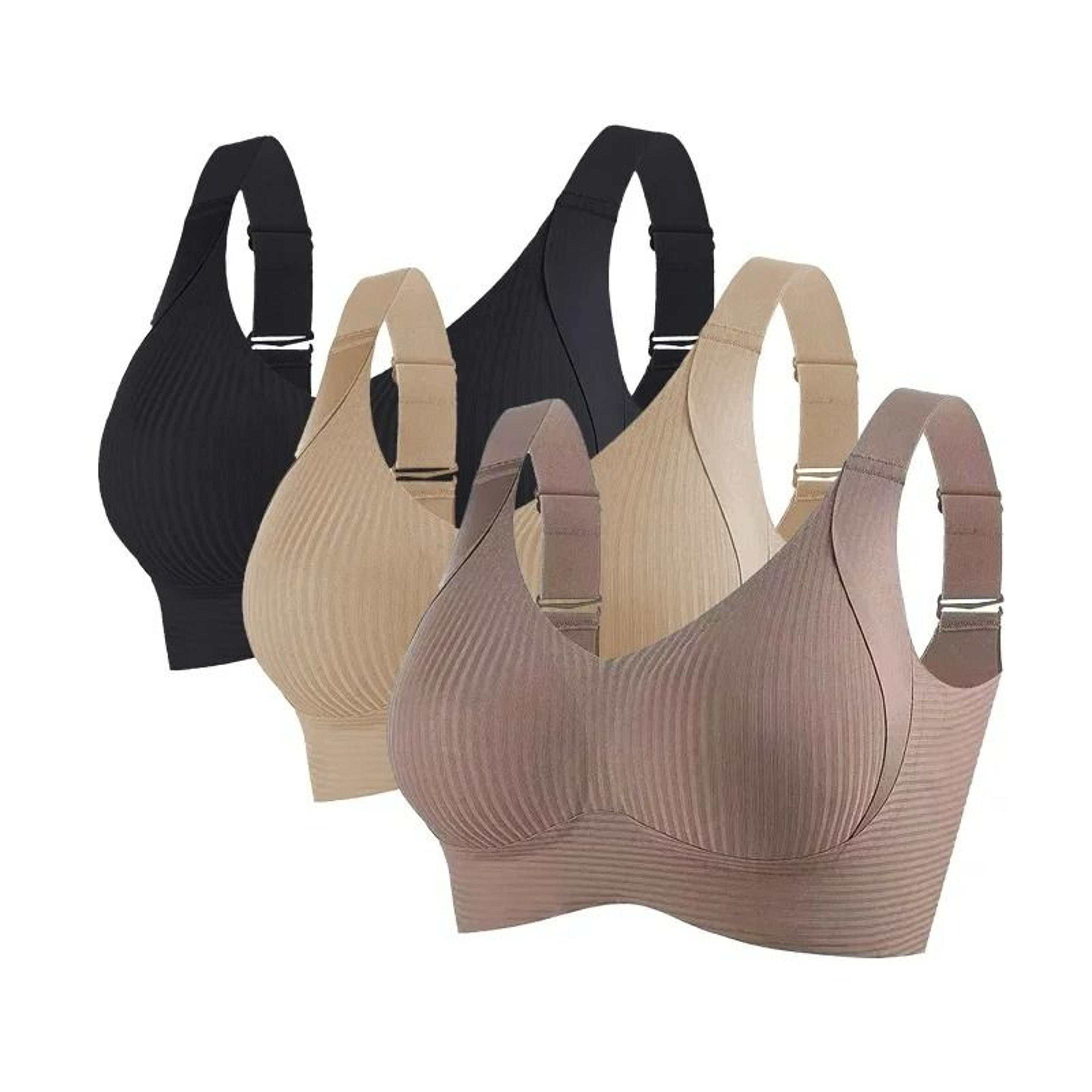 3Piece Womens Seamless PushUp WireFree Ribbed Bralette Set 7