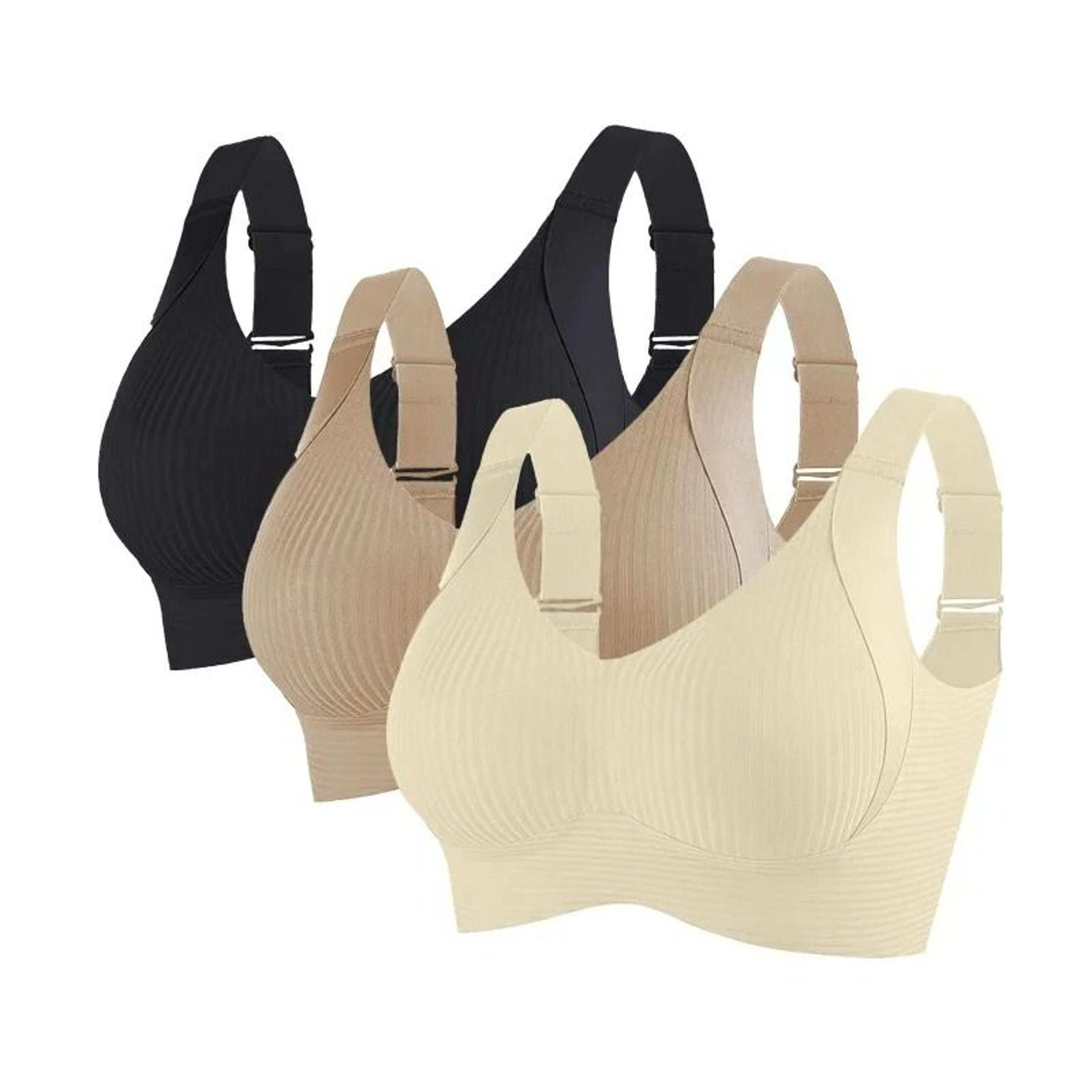 3Piece Womens Seamless PushUp WireFree Ribbed Bralette Set 8