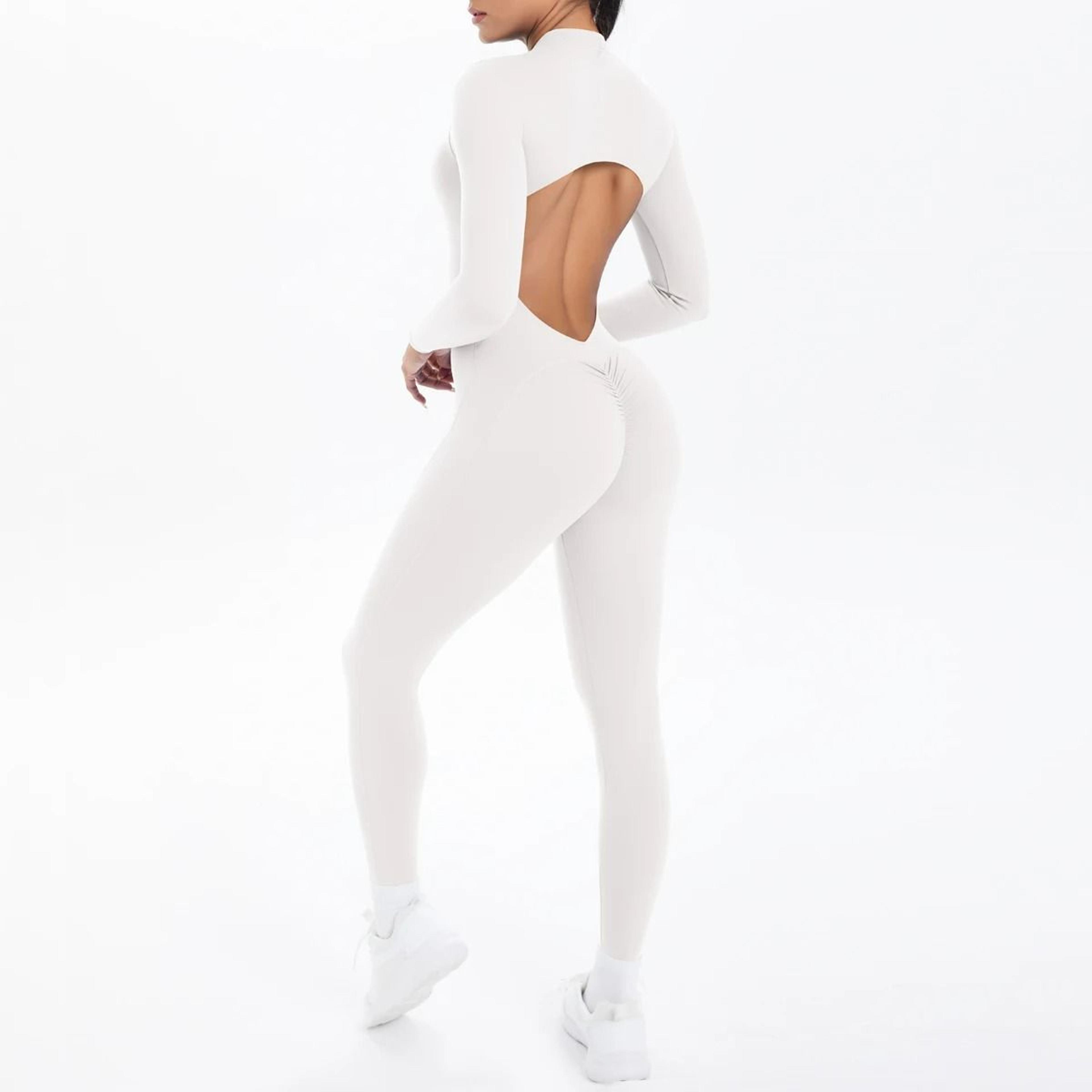 Backless LongSleeve FrontZip Athletic Yoga Bodysuit 7