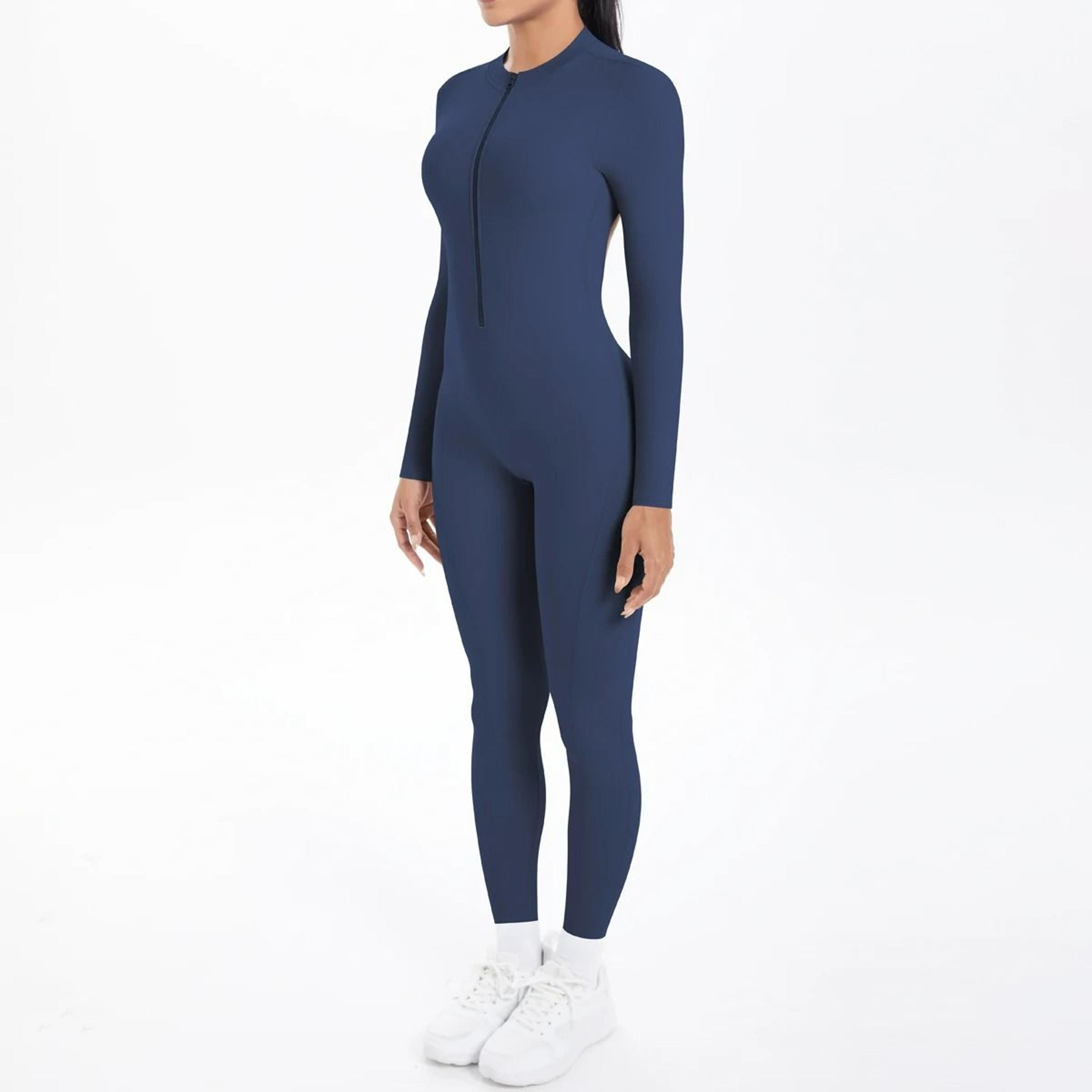 Backless LongSleeve FrontZip Athletic Yoga Bodysuit 3