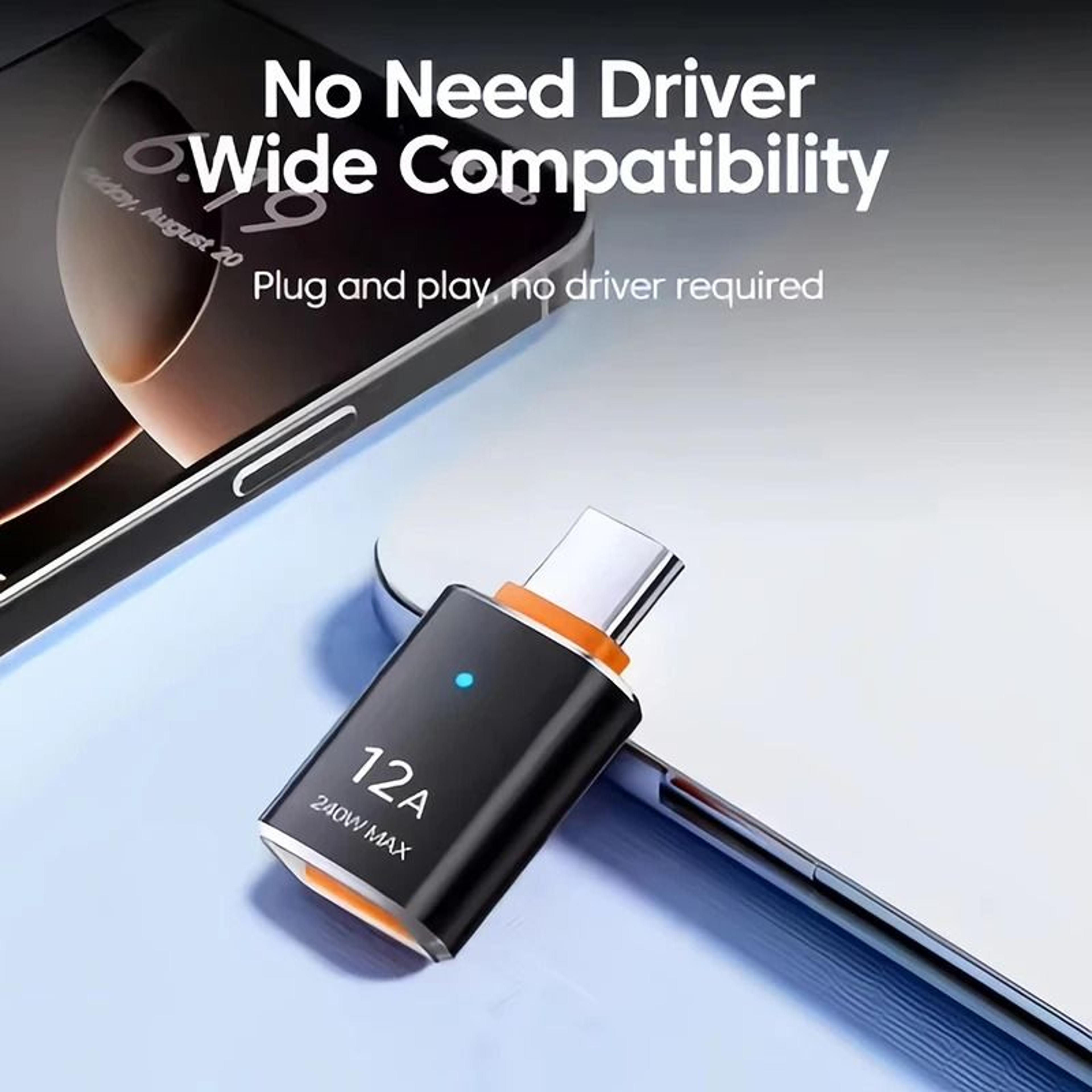 FastCharging 12A USB 30 To TypeC OTG Adapter With LED Indicator 5