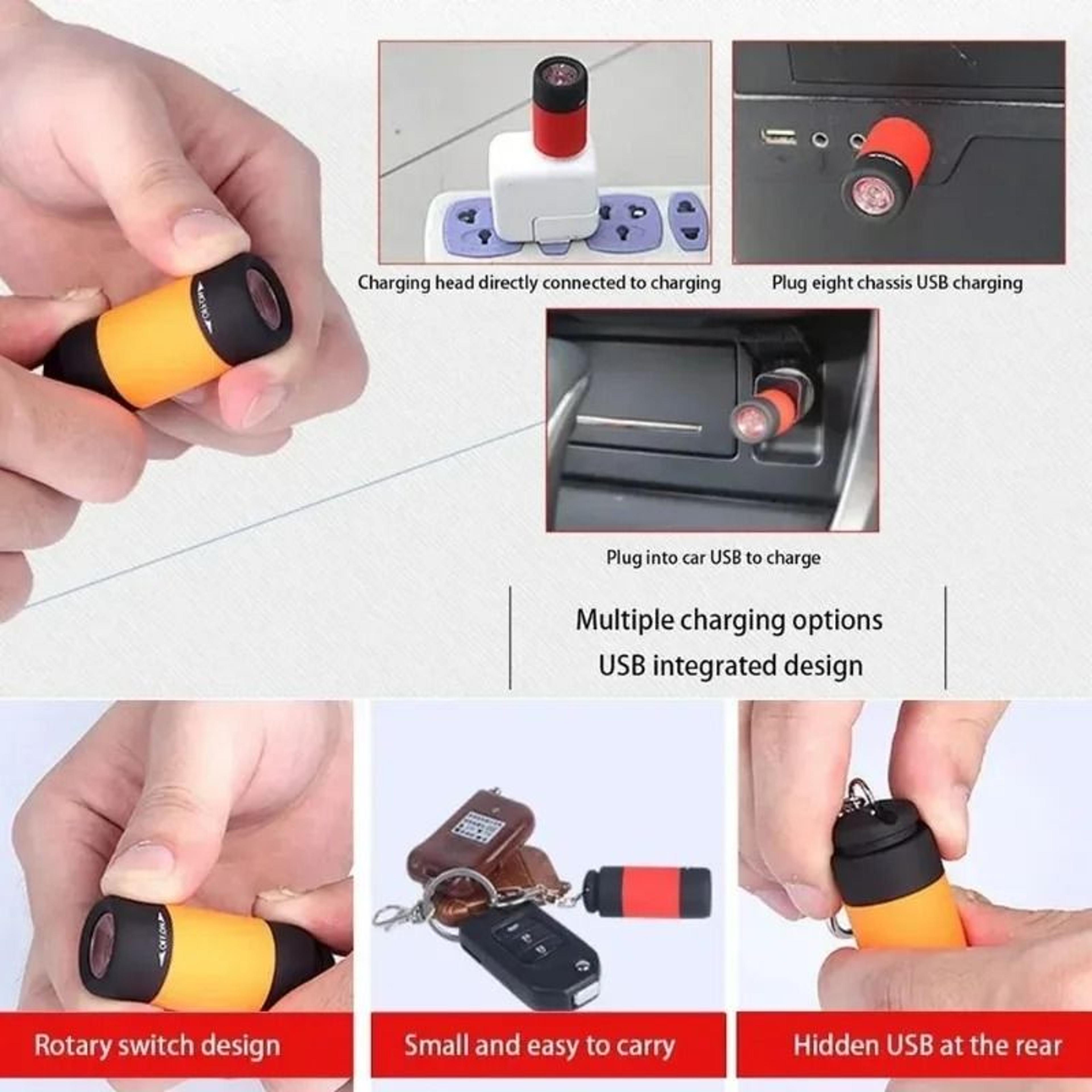 UltraBright Multifunctional USB Rechargeable Mini Keychain Flashlight 5