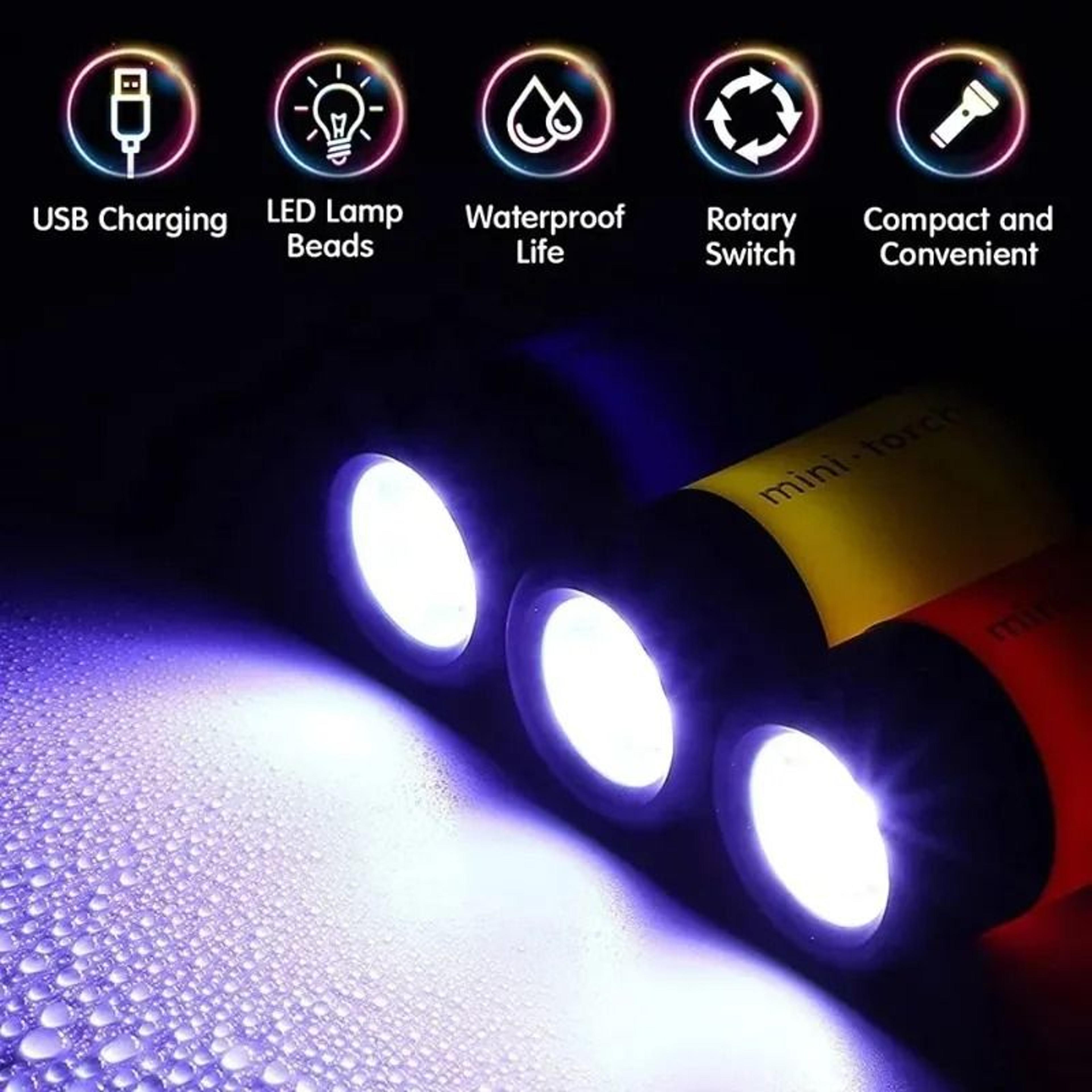 UltraBright Multifunctional USB Rechargeable Mini Keychain Flashlight 2