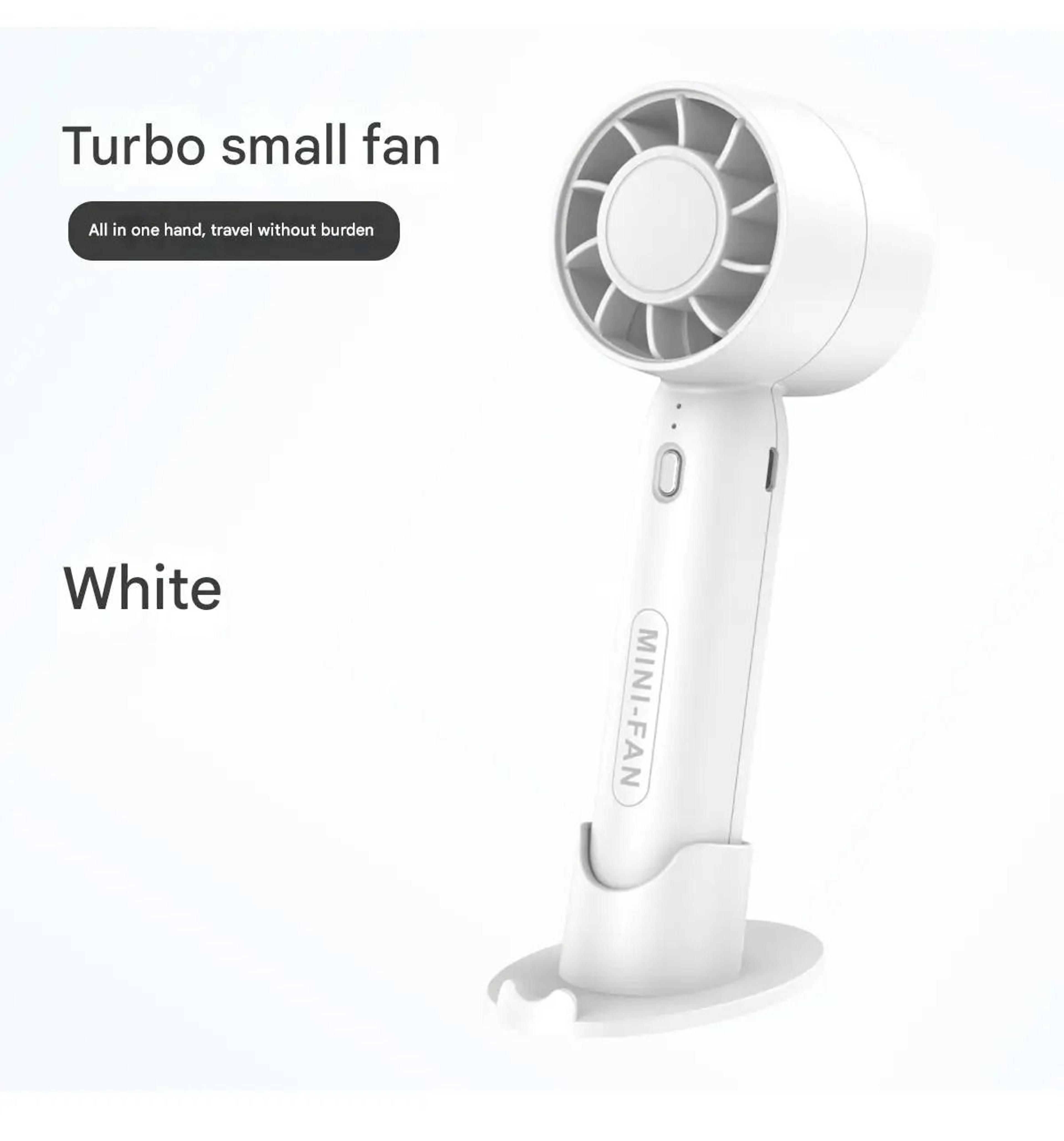 Portable Turbo Handheld Mini Fan With Desktop Stand And USB Rechargeable Battery 7