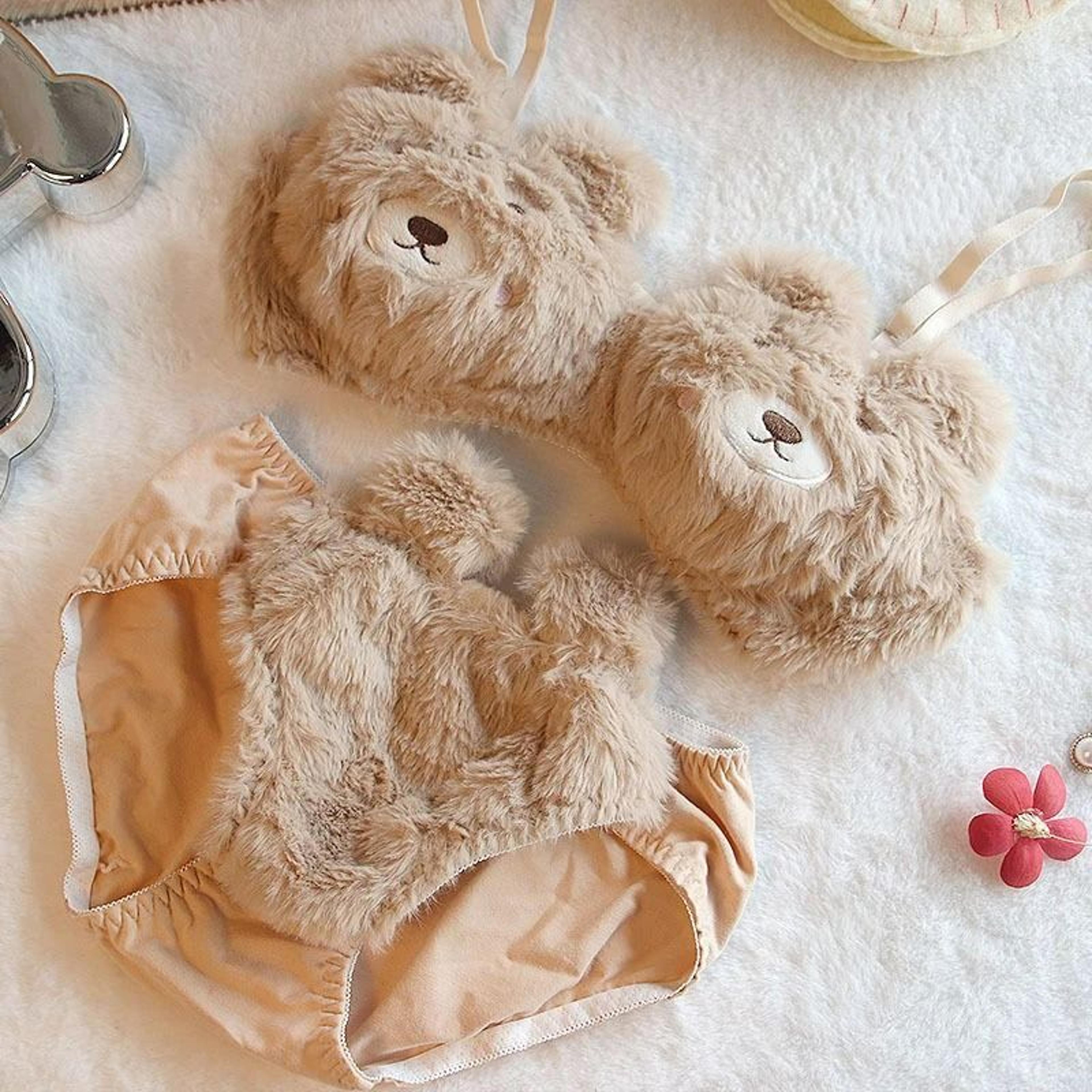 Cute Japanese Kawaii Plush Bear Wireless Winter Lingerie Bralette 8