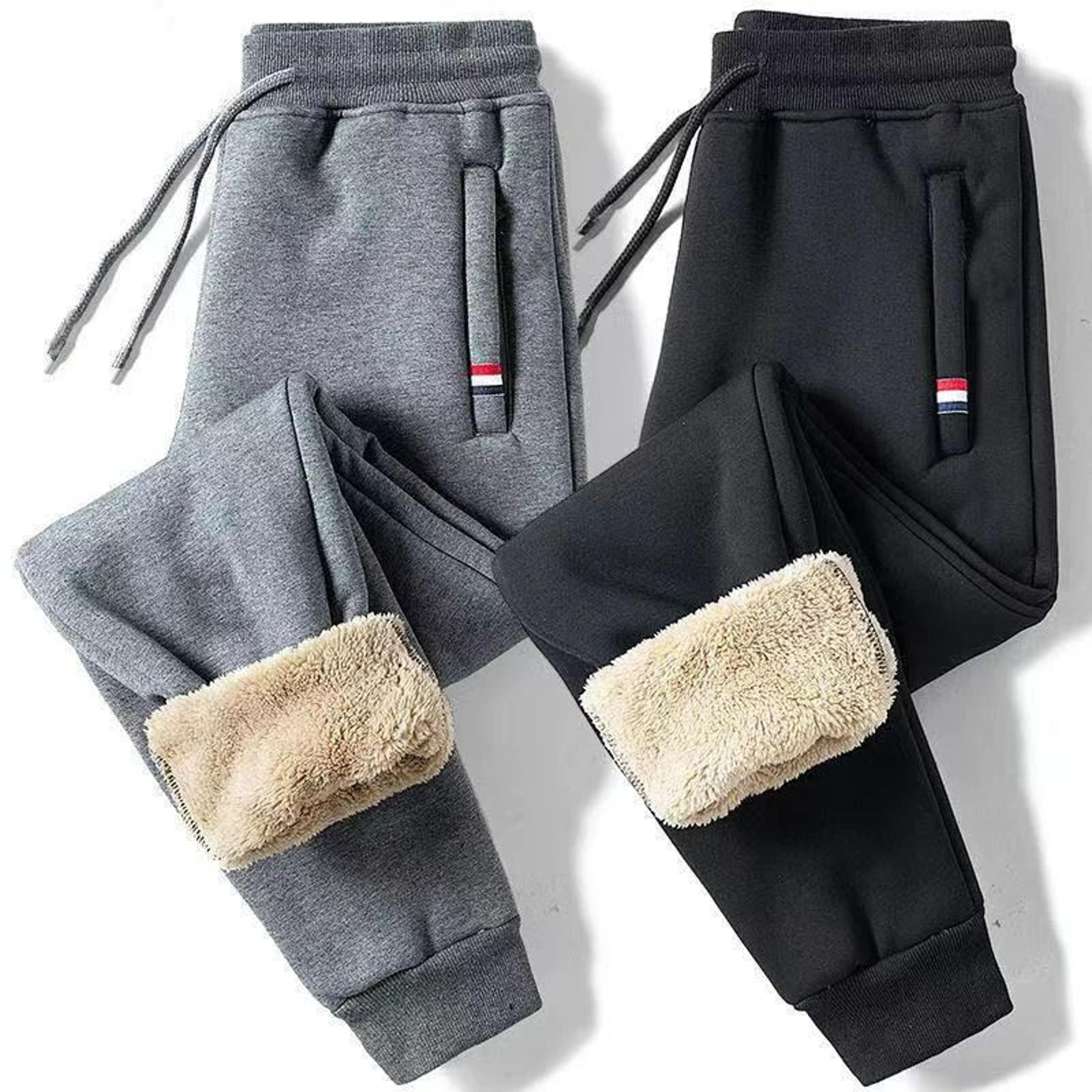 men's winter lambswool sherpa-lined warm fleece sweatpants