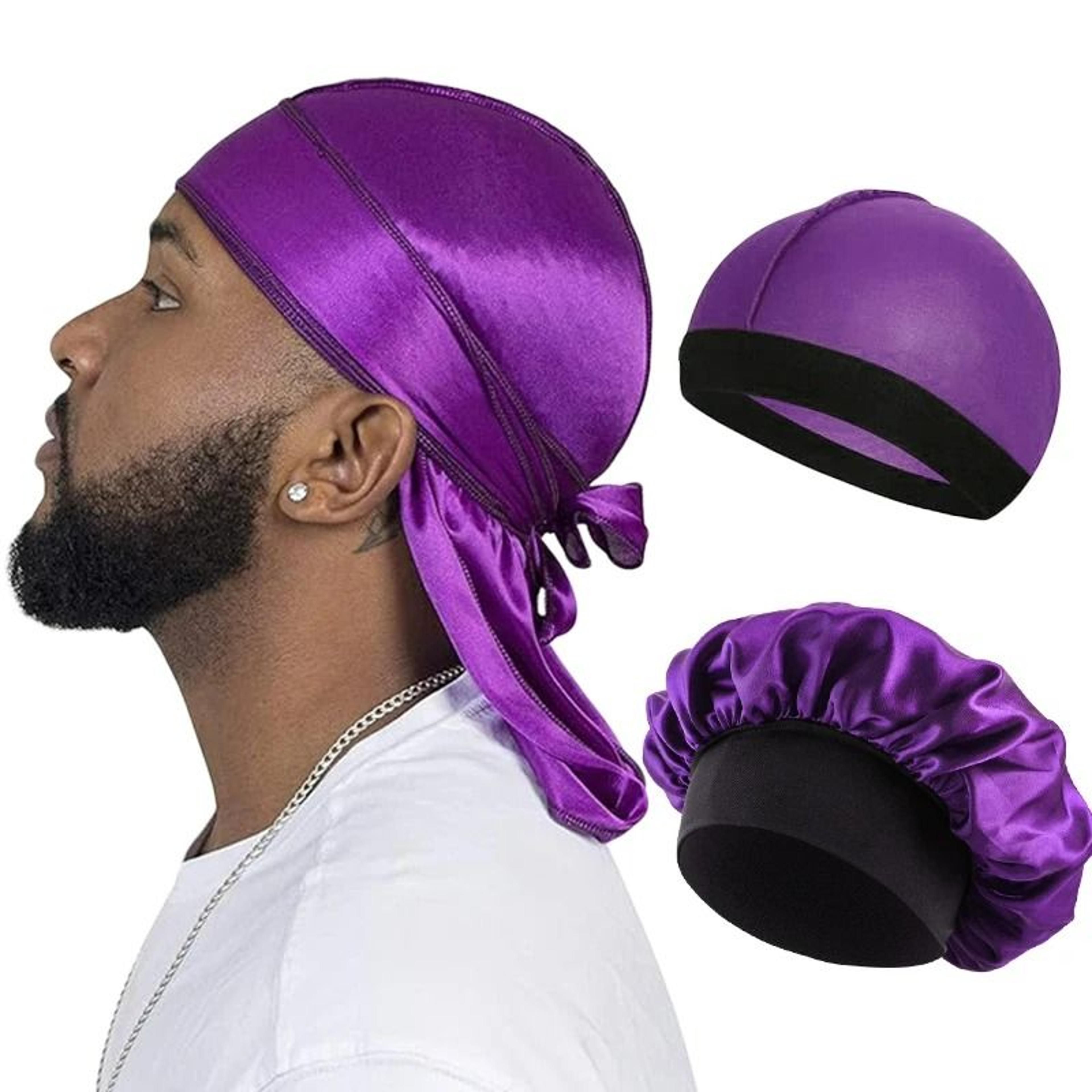 Premium Silky Durag And Wave Cap 3Piece Headwear Set 10
