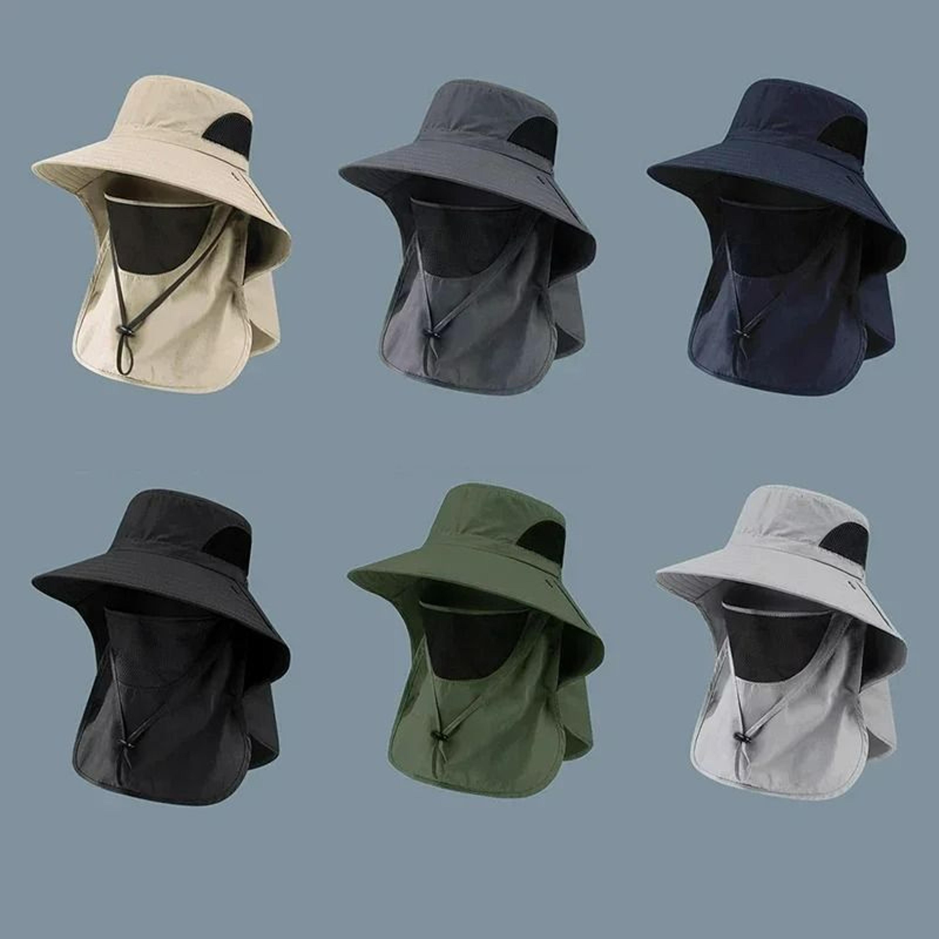 outdoor uv protection sun hat with detachable neck flap & breathable face cover