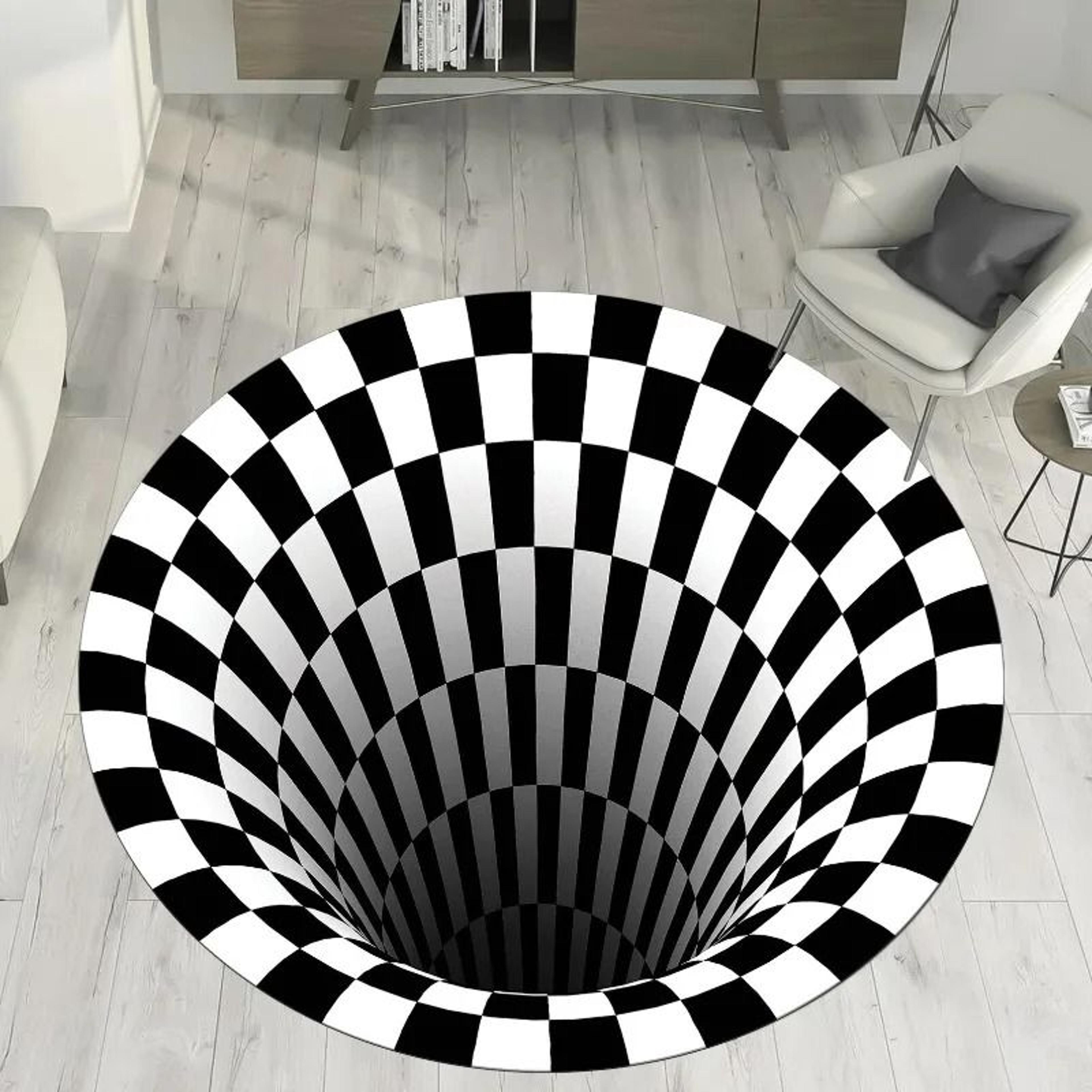 3D Vortex Optical Illusion Round Area Rug  Hypnotic Floor Accent Mat 2