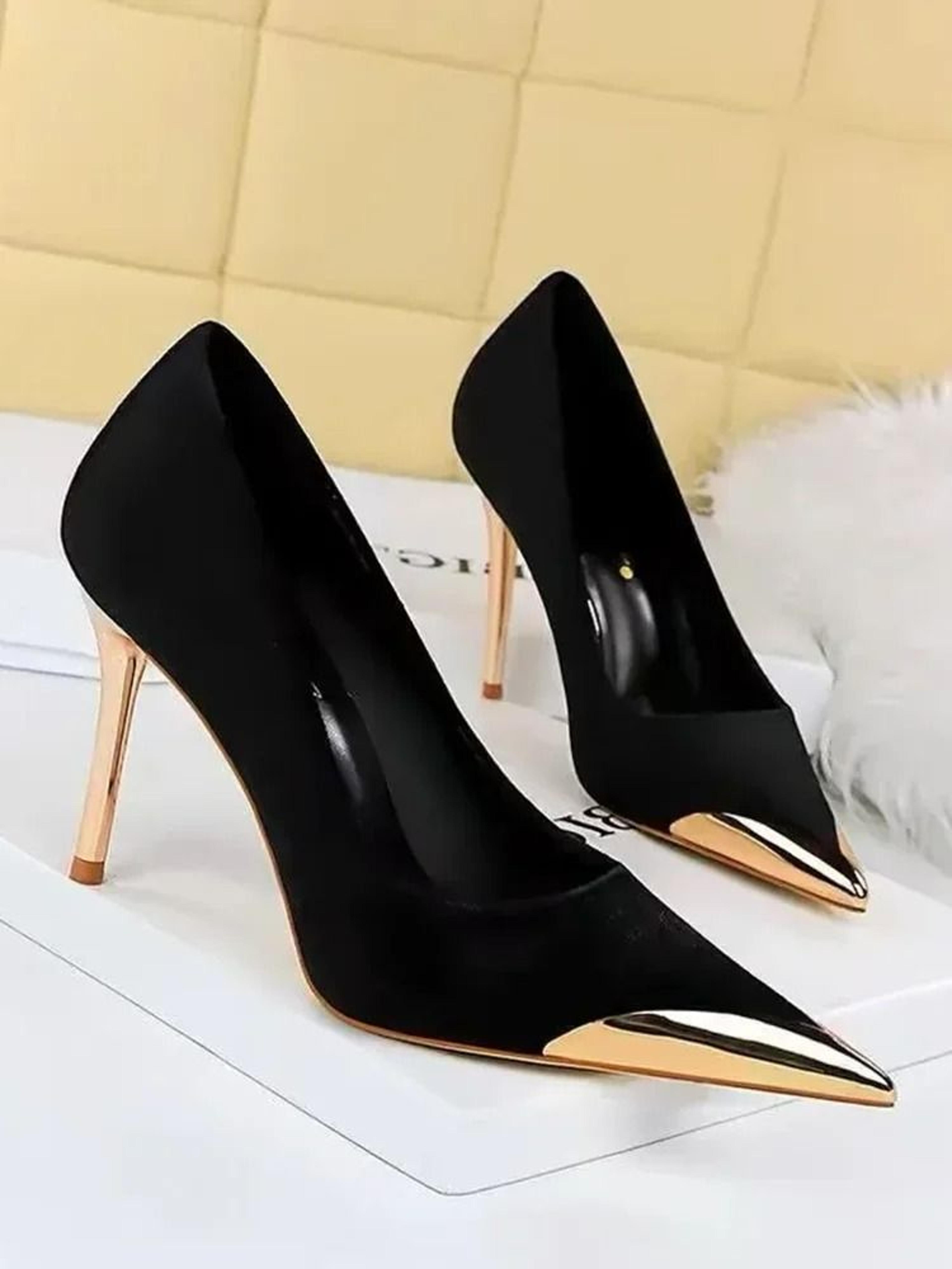 Classic Womens PointedToe Black Stiletto Pumps  Comfortable HighHeel Dress Shoes 5