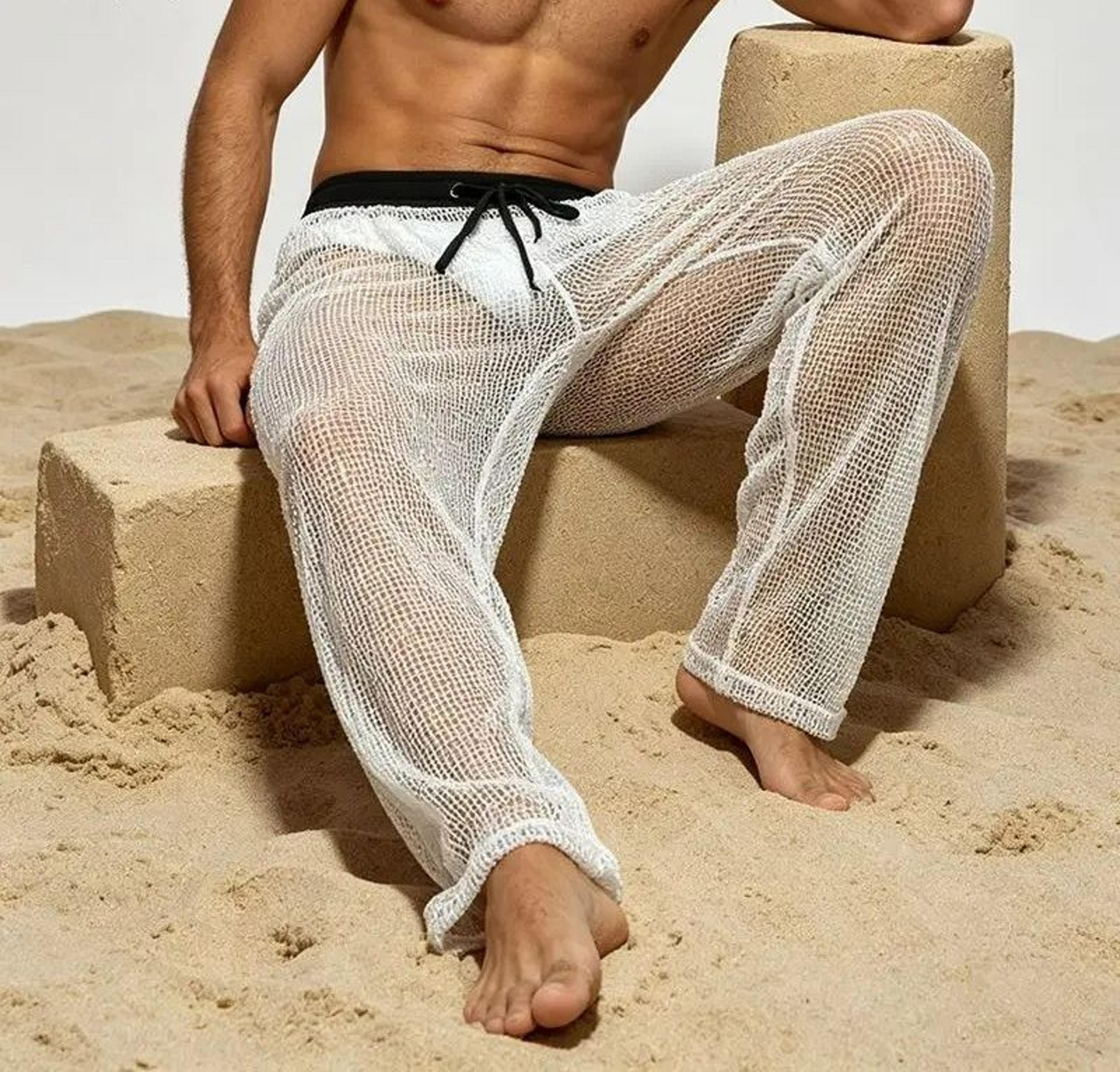 men's mesh patchwork drawstring jogger pants