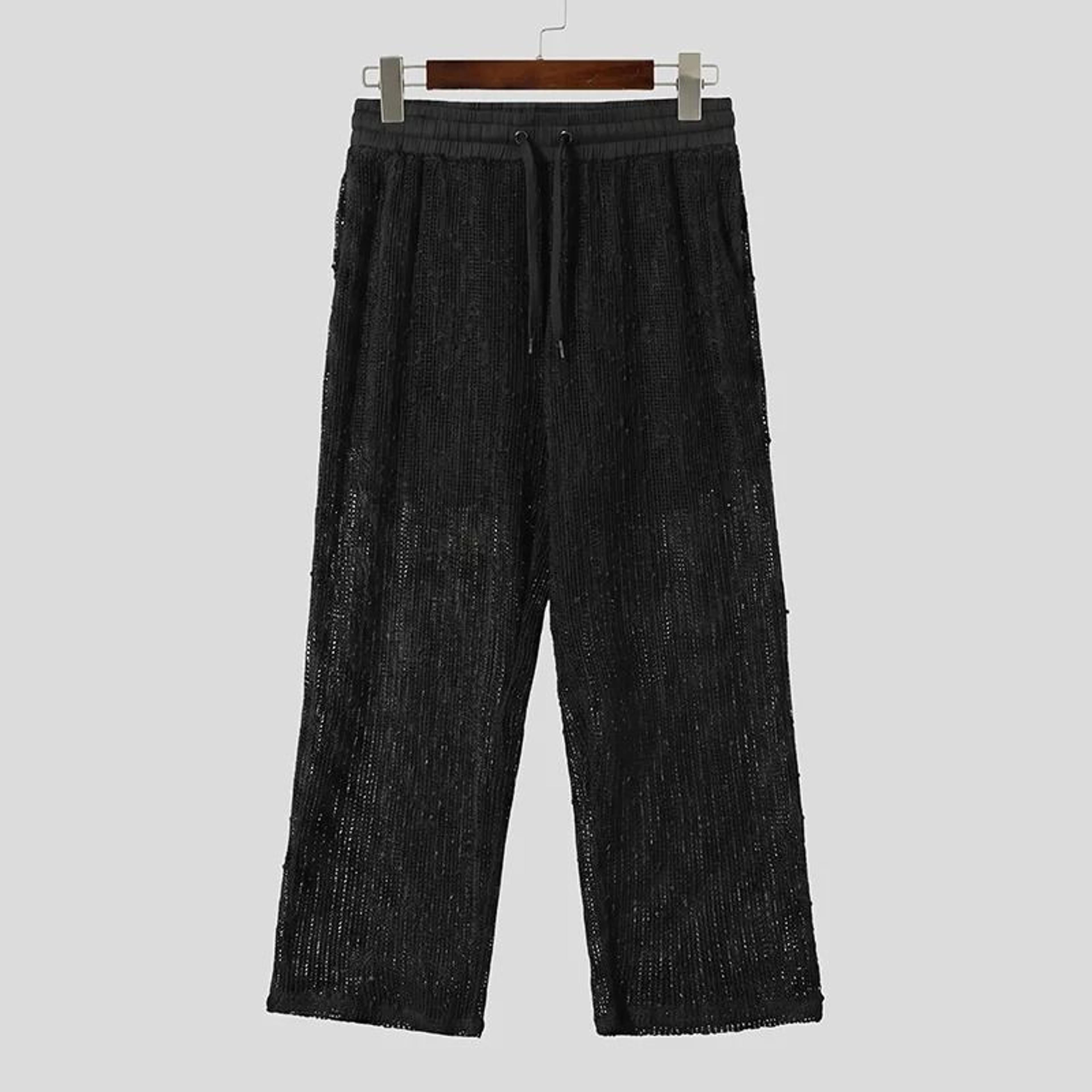 Mens Mesh Patchwork Drawstring Jogger Pants 6