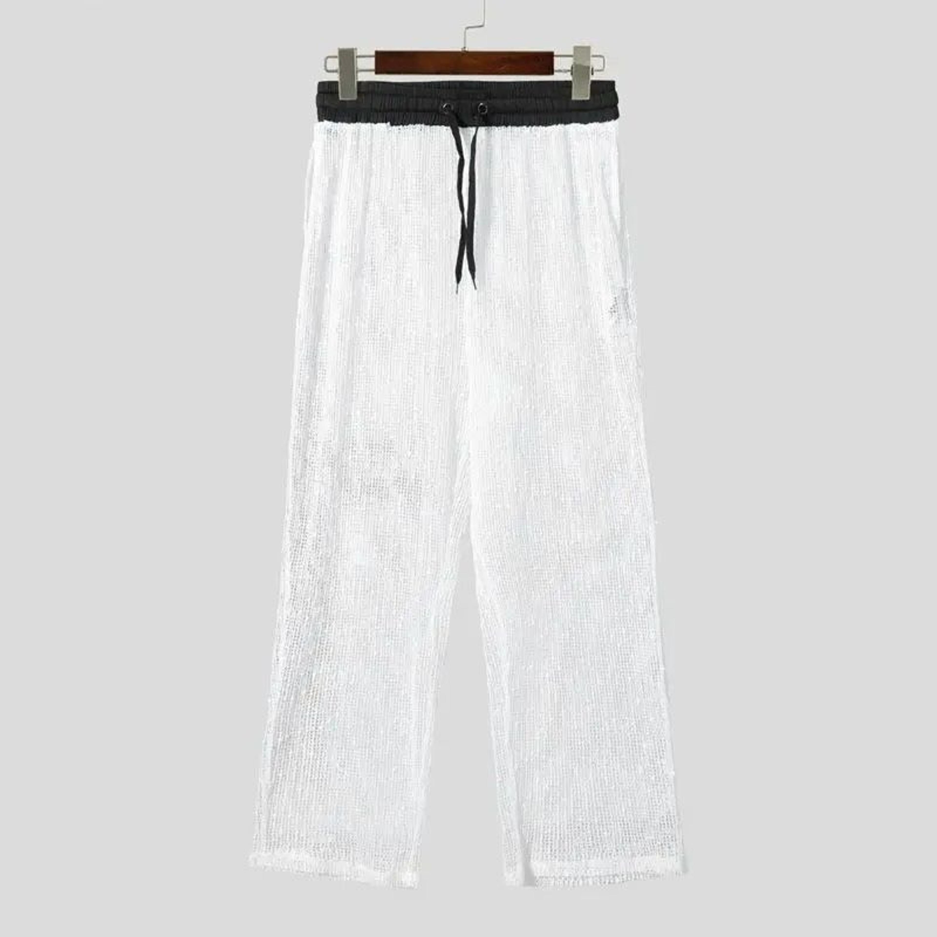 Mens Mesh Patchwork Drawstring Jogger Pants 4