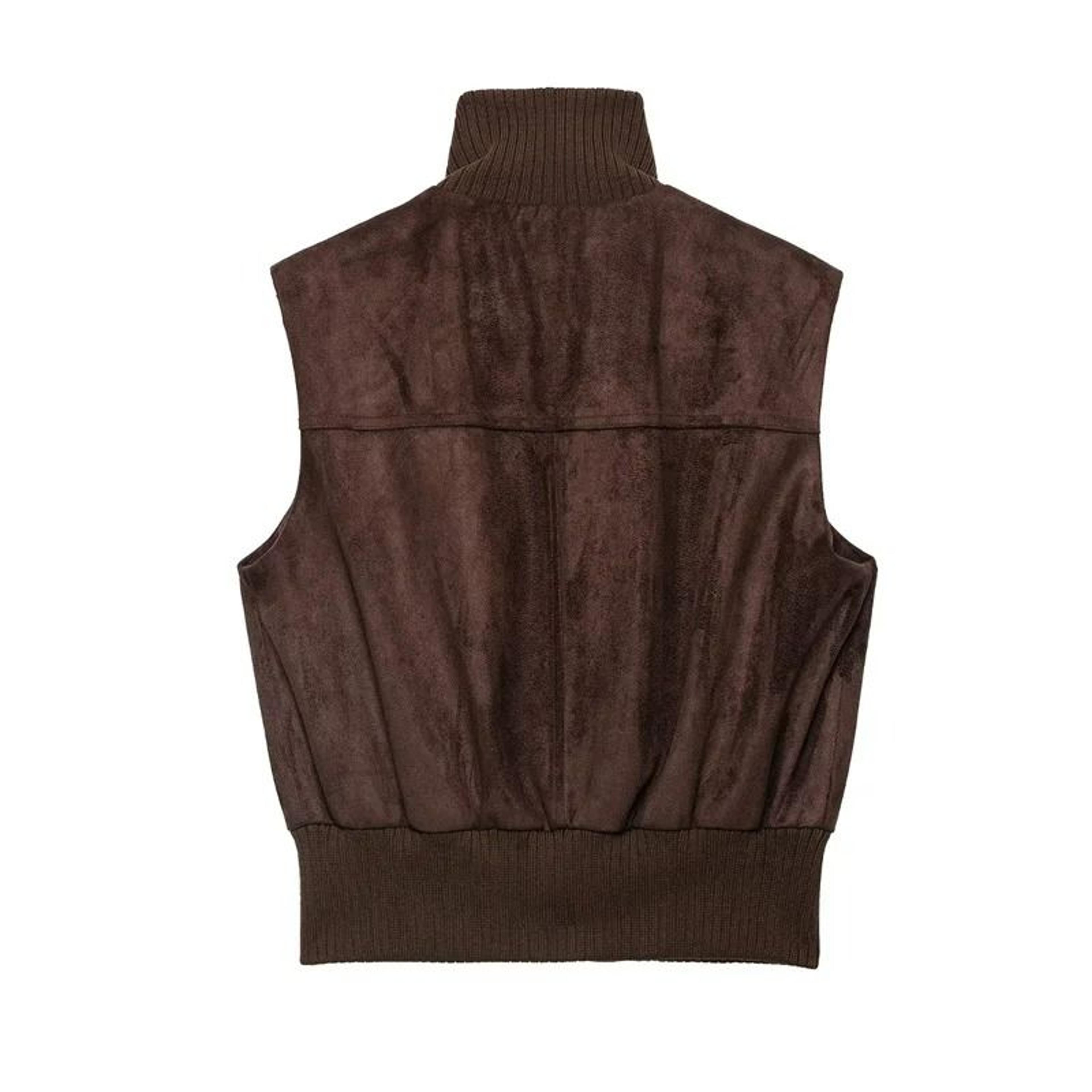 Womens SuedeTexture Stand Collar ZipUp Vest 5