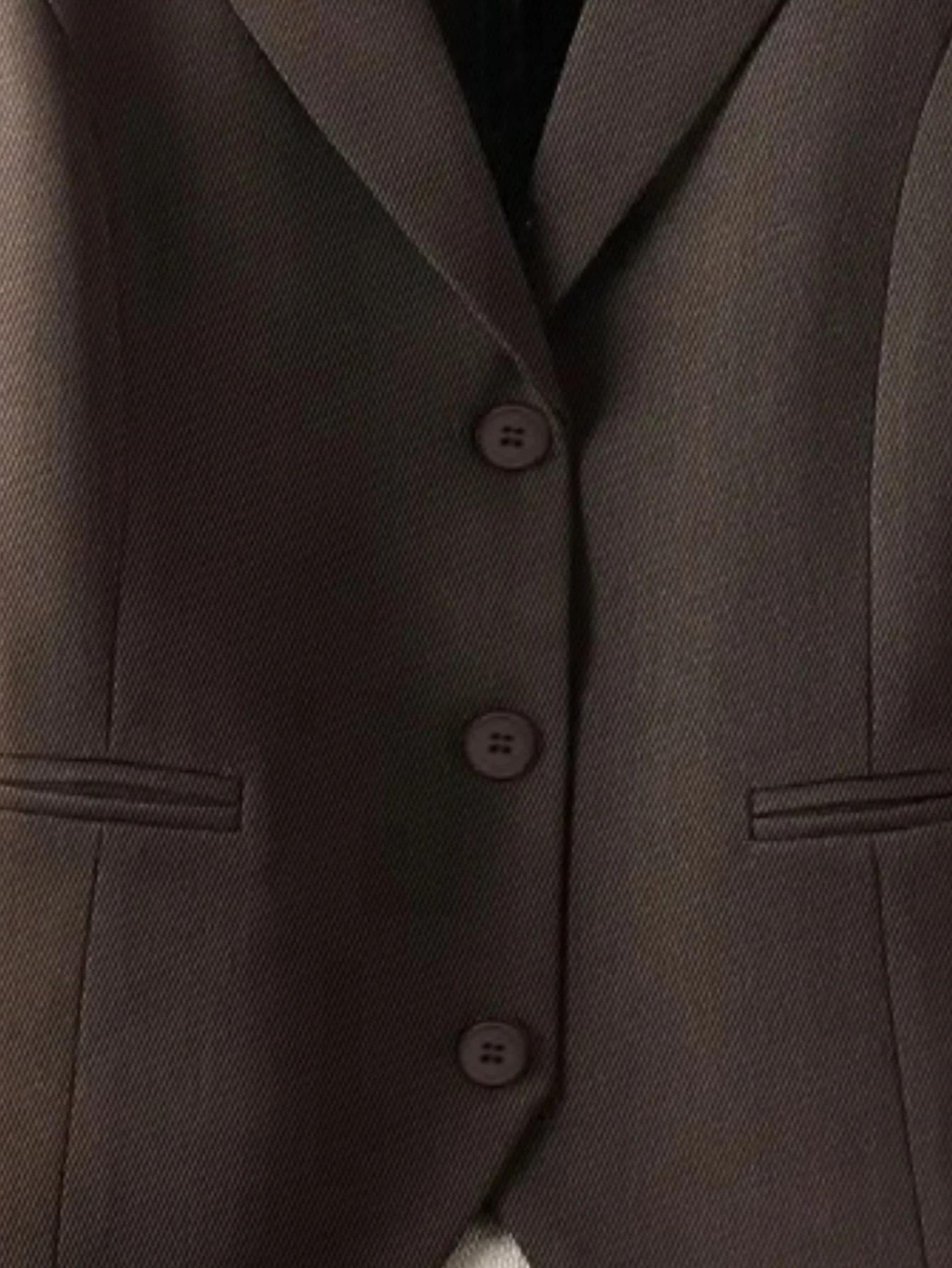 Womens Vintage Brown Lapel Tailored Suit Vest 3