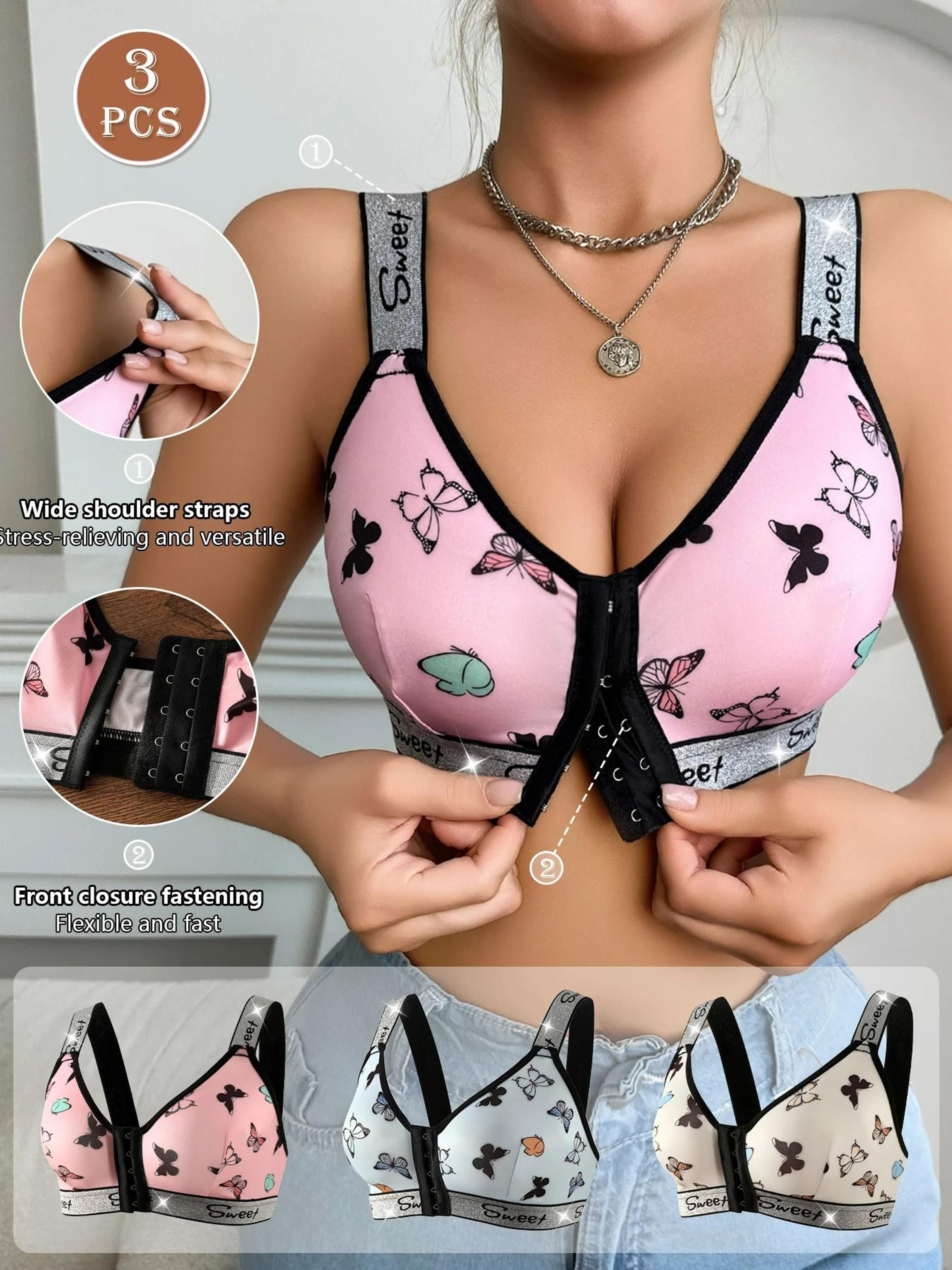 Womens Front Closure Seamless Bra 3Piece Set 1
