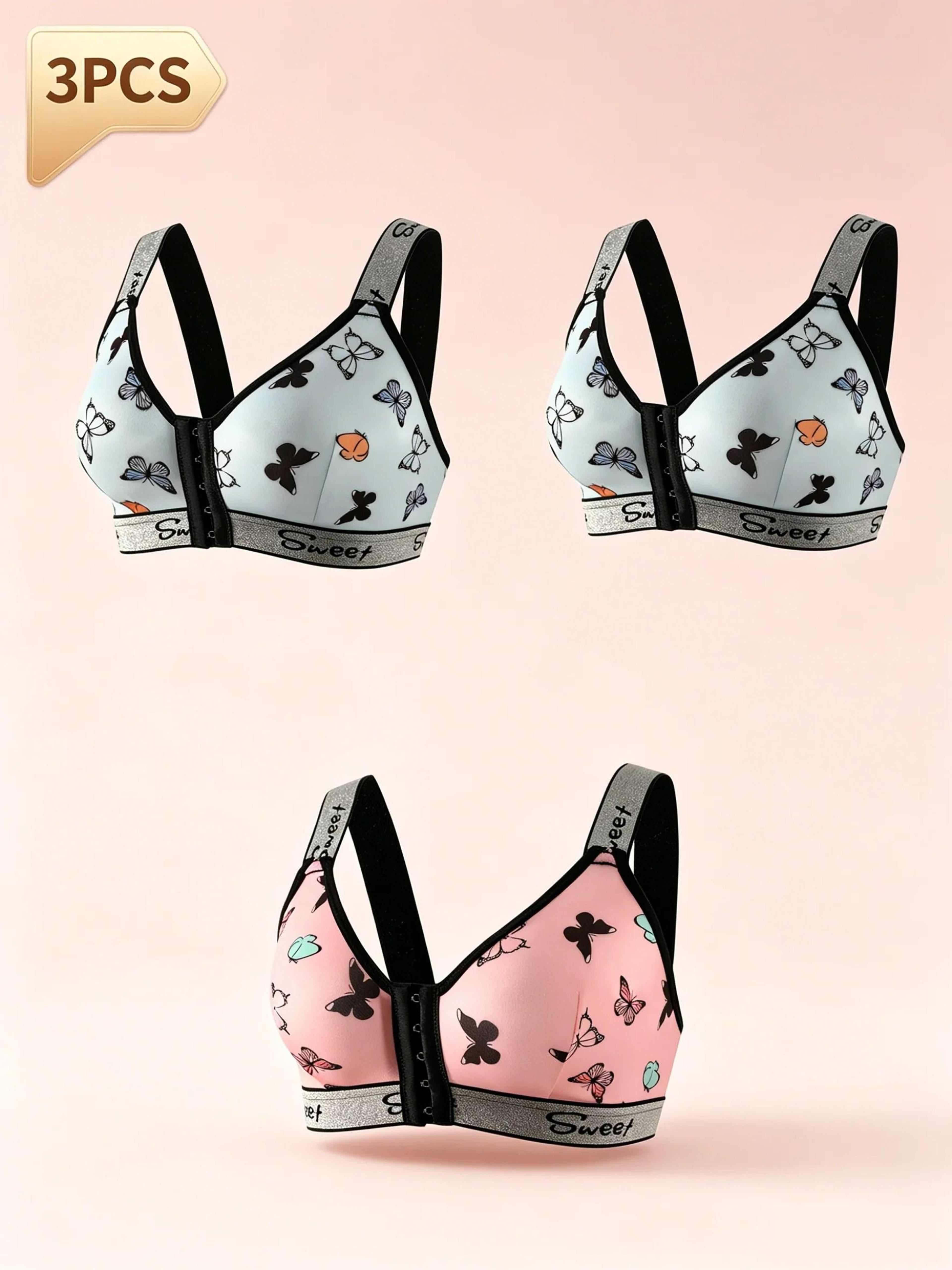 Womens Front Closure Seamless Bra 3Piece Set 9