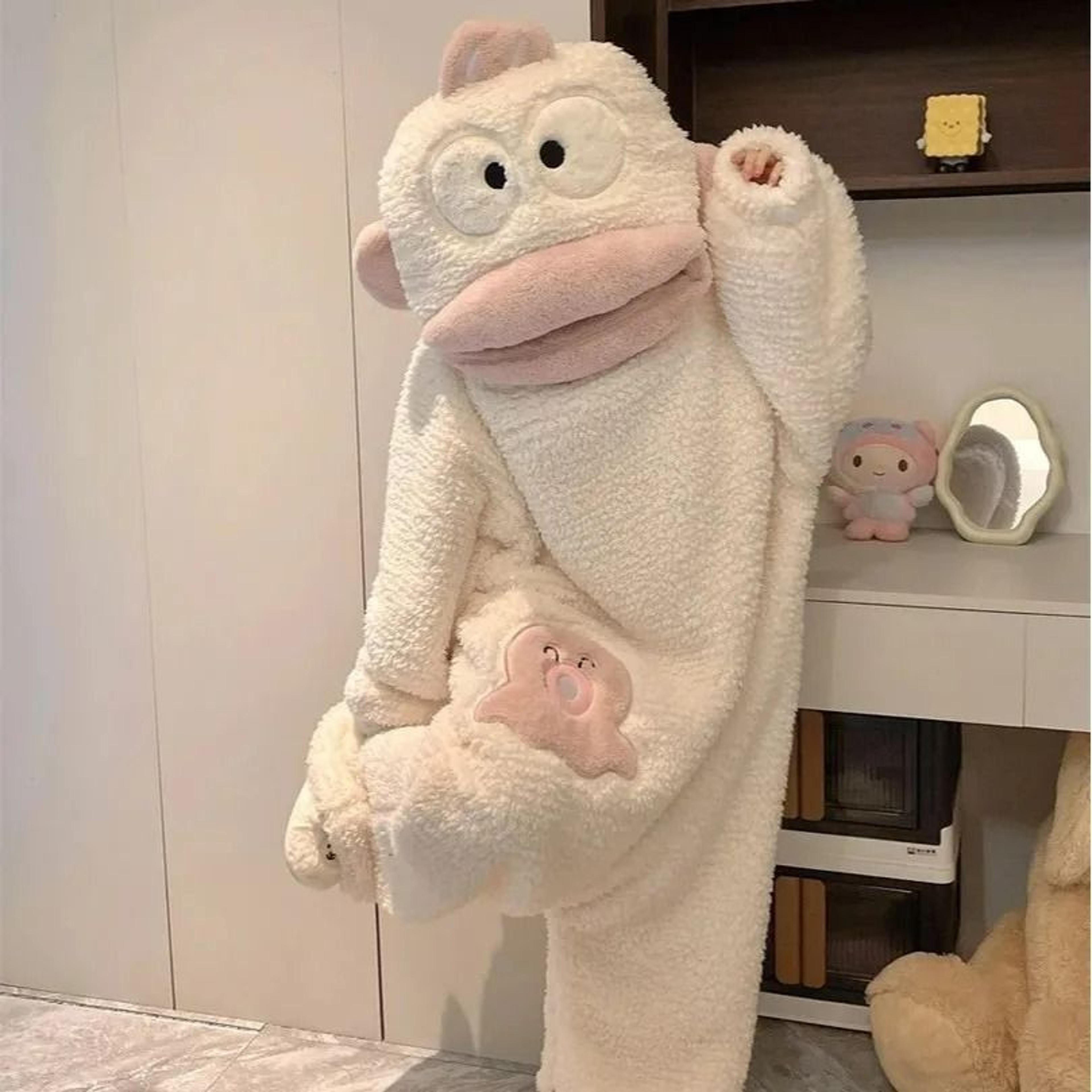 Big Mouth Monster Coral Fleece Hooded Onesie Pajamas 7