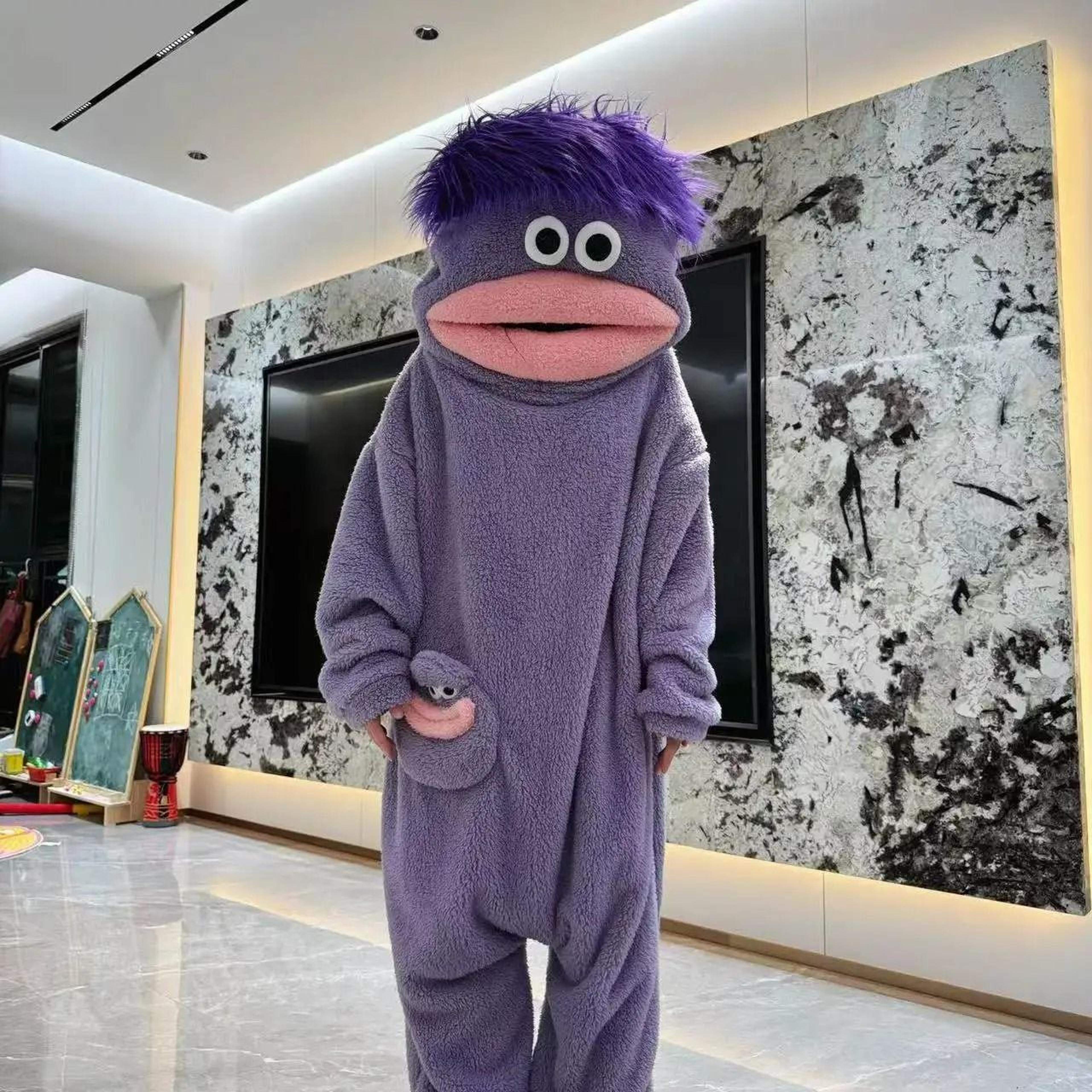 Big Mouth Monster Coral Fleece Hooded Onesie Pajamas 9