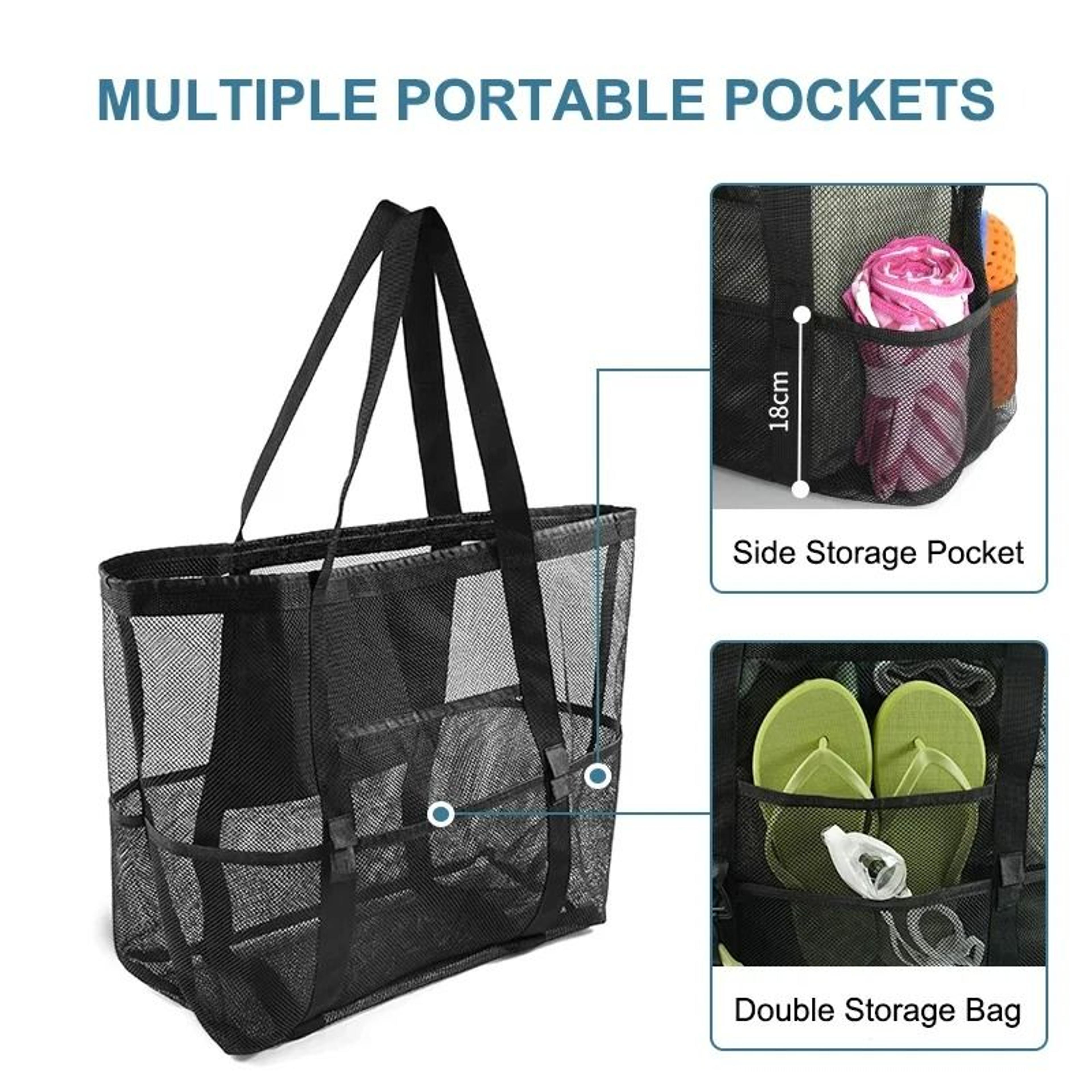 Extra Large Breathable Mesh Beach Toy Tote  Travel Shoulder Bag 2