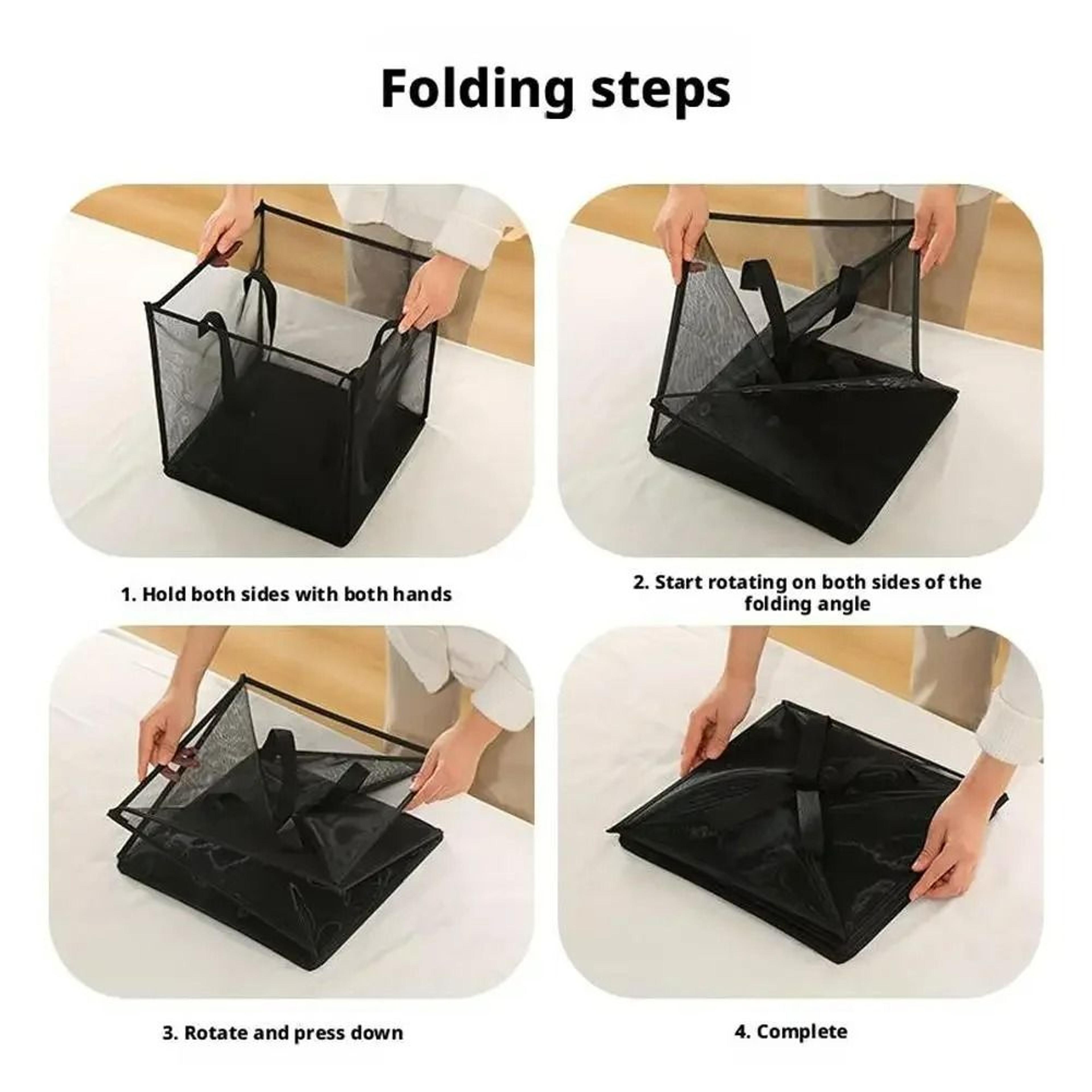 Square Foldable Breathable Mesh Laundry Hamper  Clothes Storage Basket 5