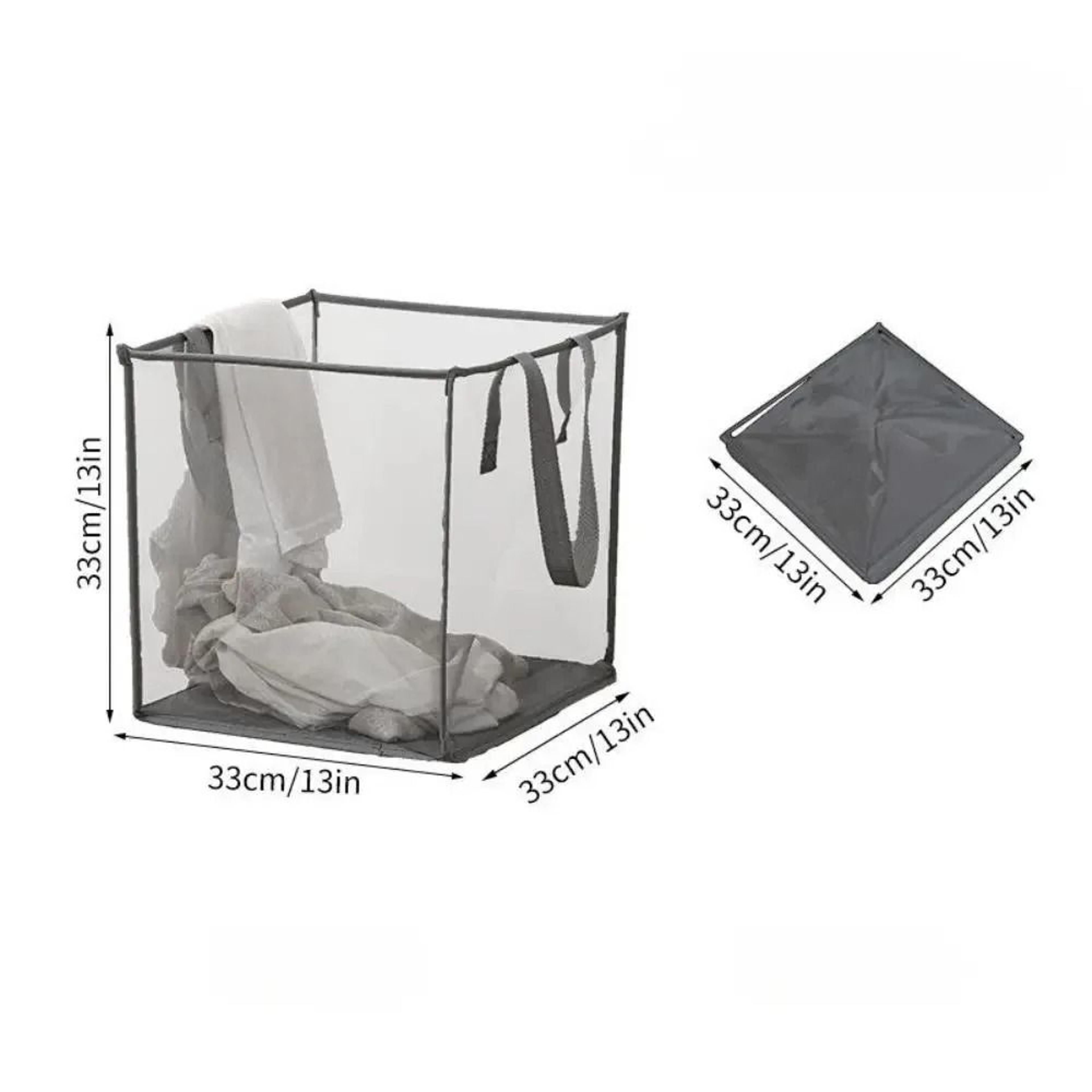 Square Foldable Breathable Mesh Laundry Hamper  Clothes Storage Basket 9