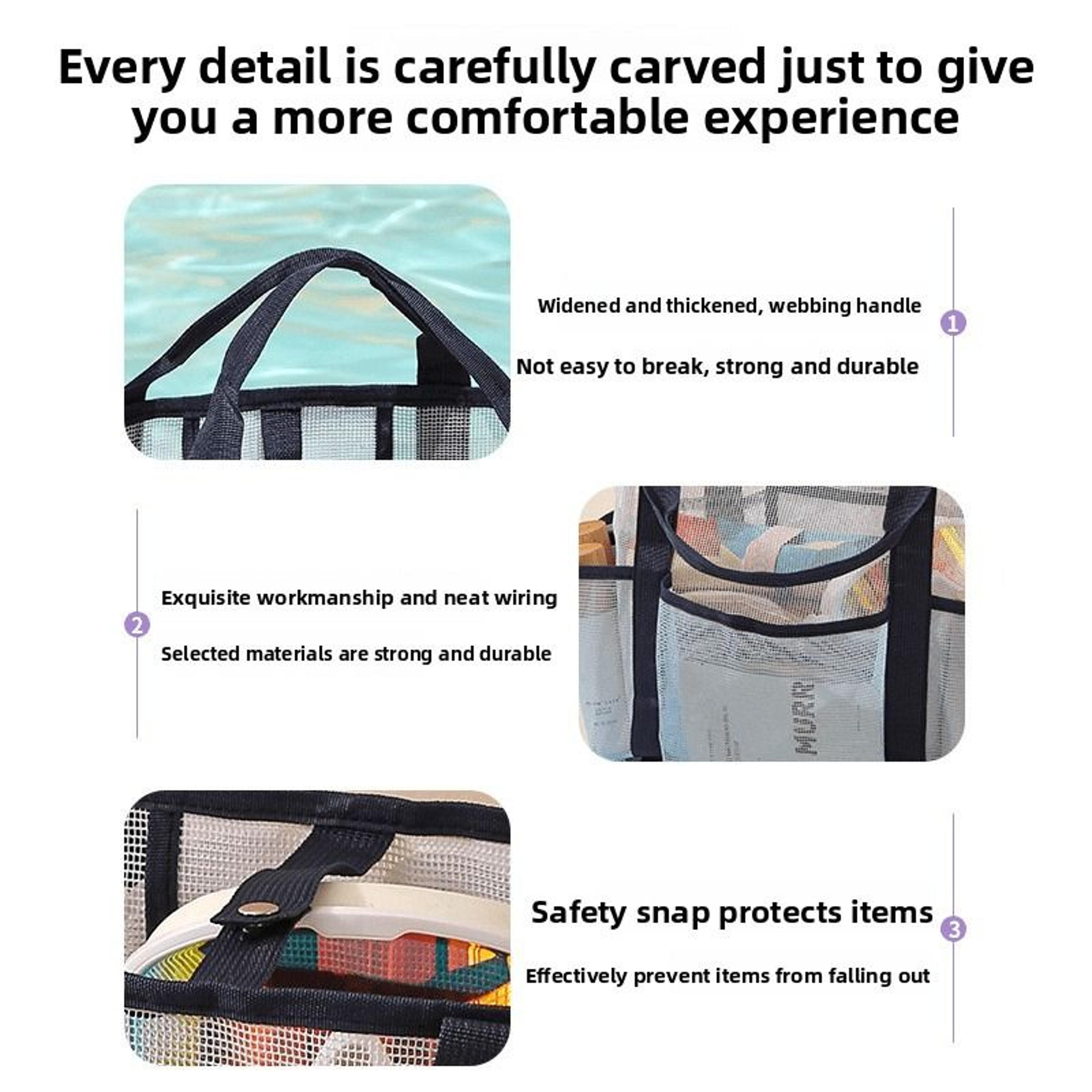 LargeCapacity MultiPocket Mesh Drainage Toiletry  Beach Bag 4