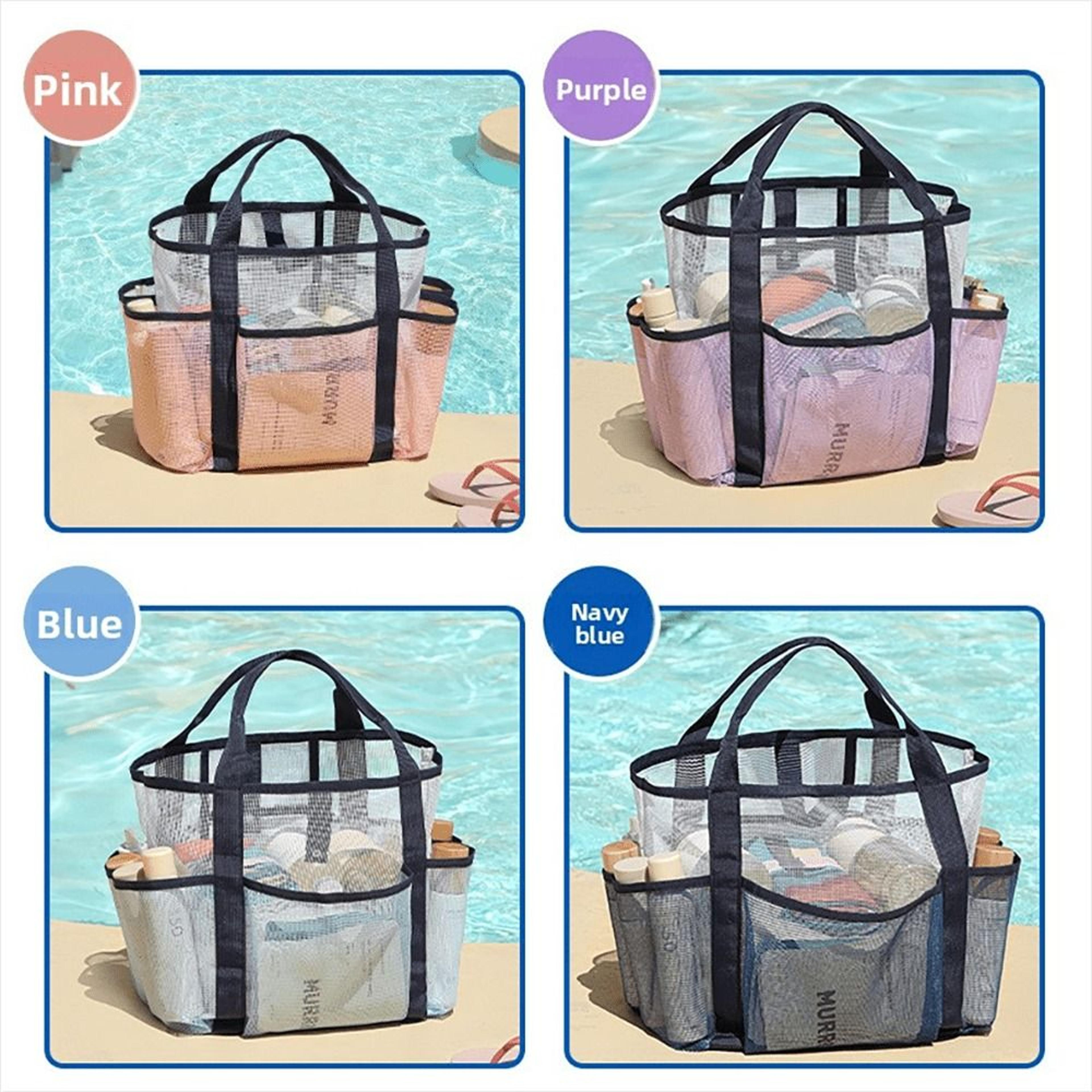 LargeCapacity MultiPocket Mesh Drainage Toiletry  Beach Bag 1
