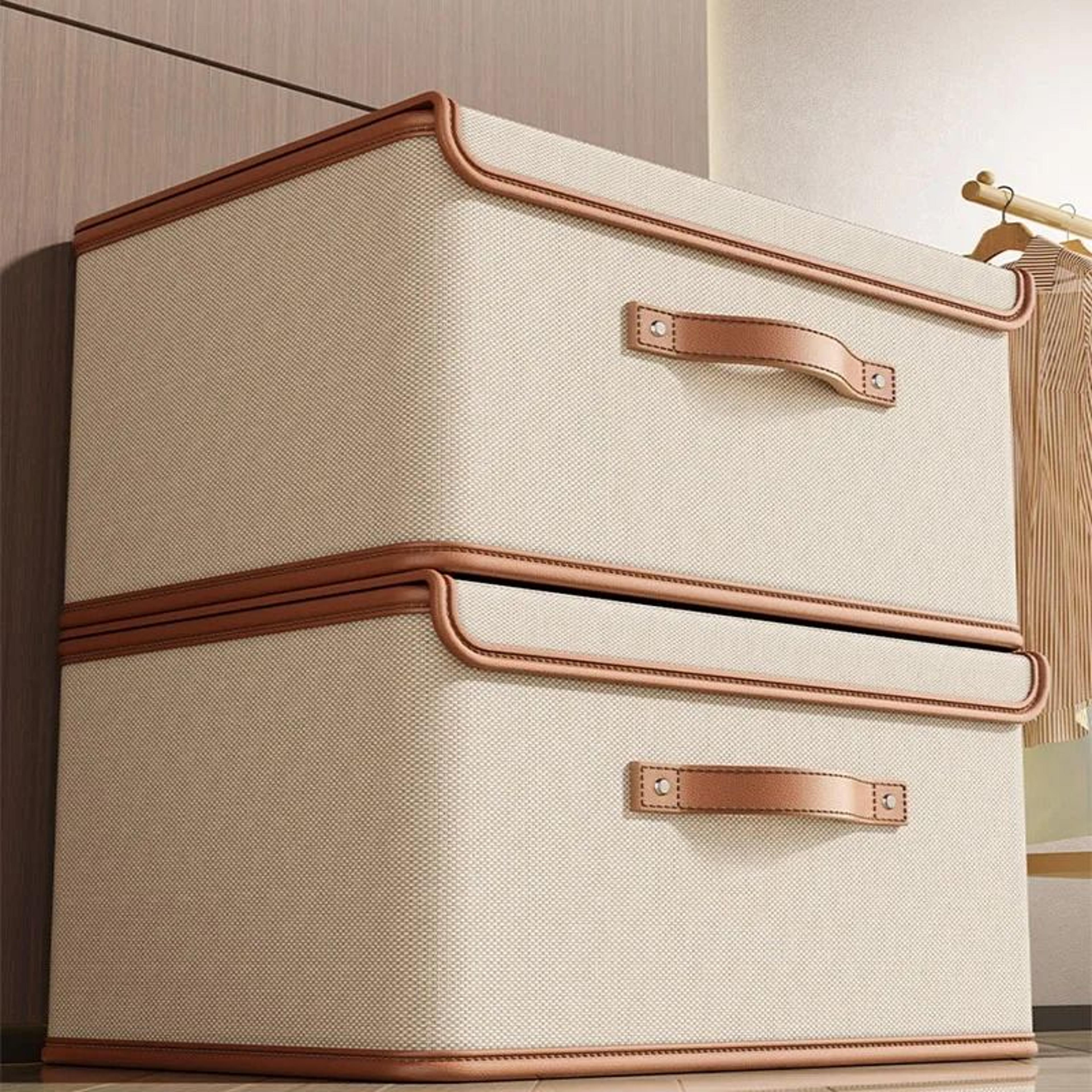 heavy-duty oxford cloth integrated flap lidded storage box & bedroom wardrobe basket