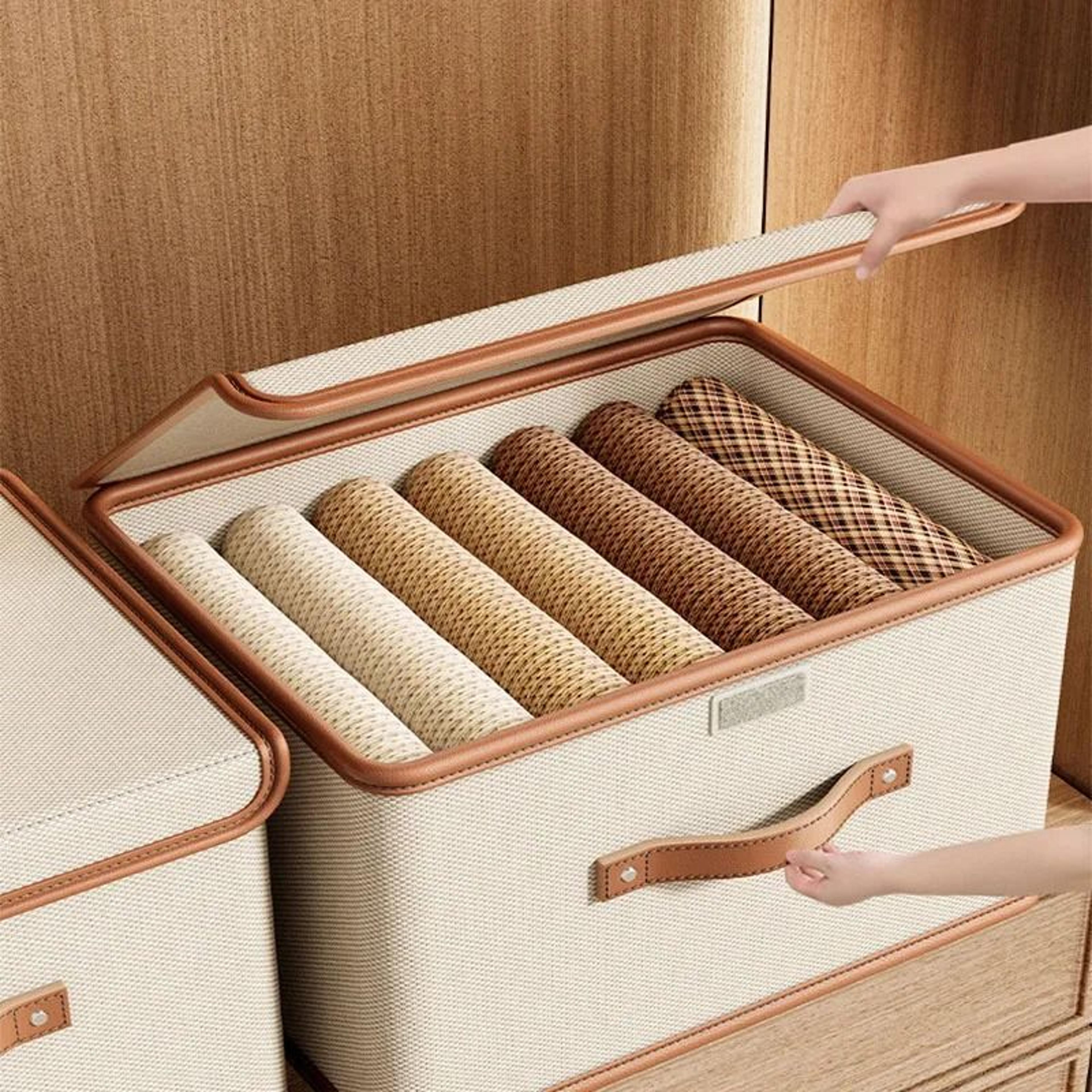 HeavyDuty Oxford Cloth Integrated Flap Lidded Storage Box  Bedroom Wardrobe Basket 3