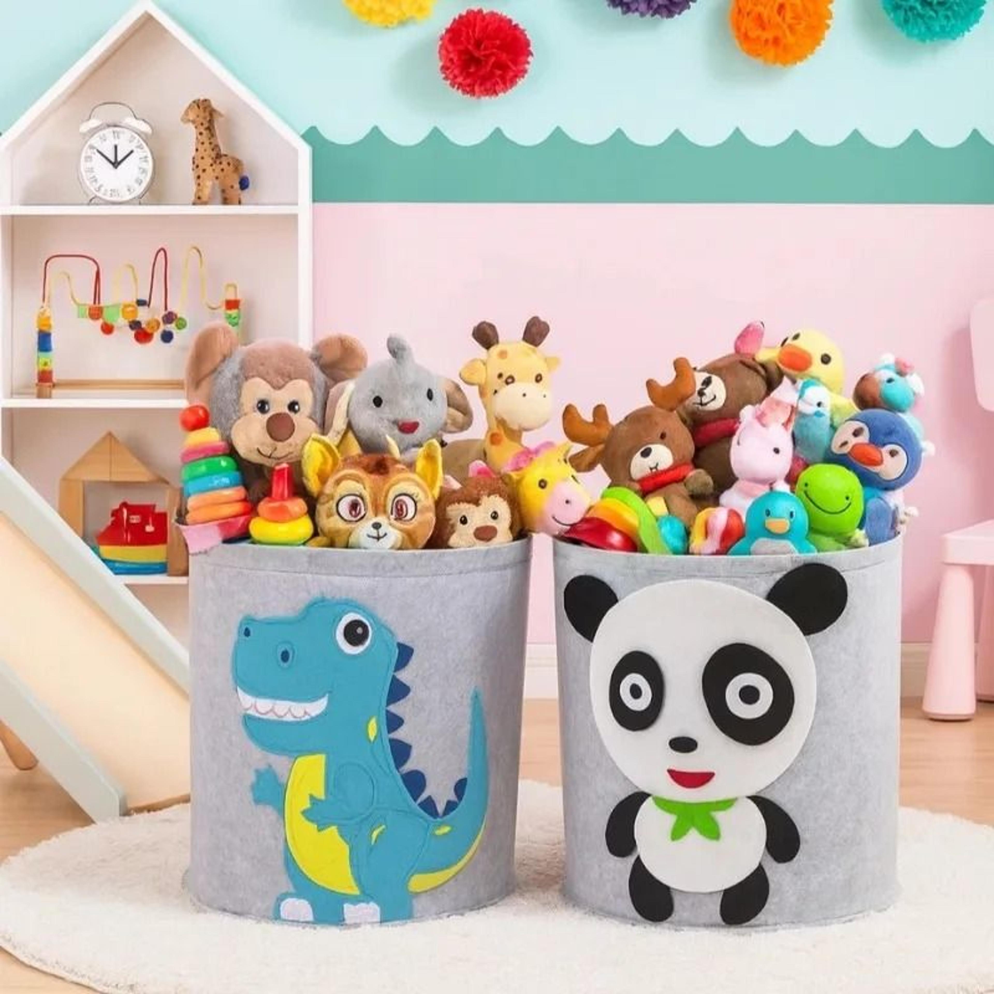 Cute Cartoon Felt Baby Storage Basket Animal Laundry Hamper Toy Organizer 4